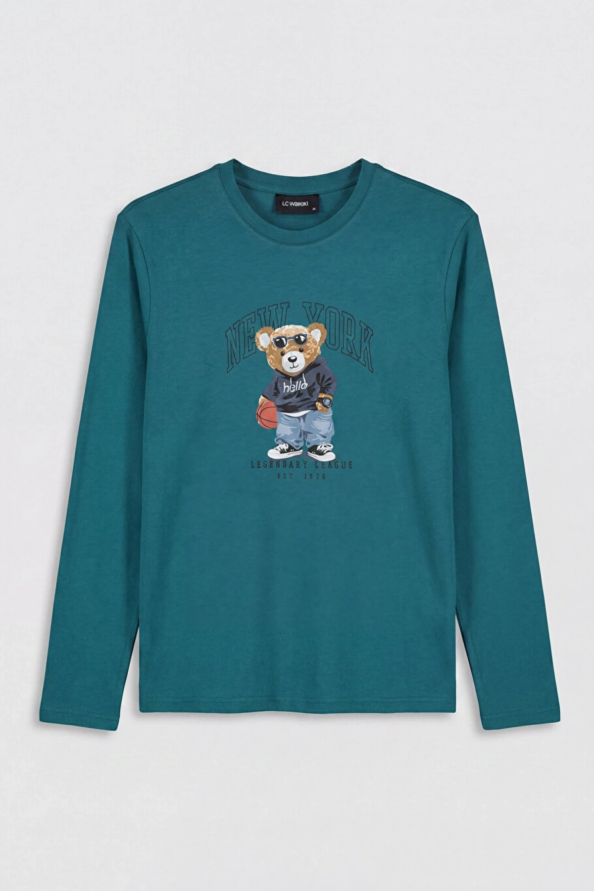 LC WAIKIKI Petrol Regular Fit Teddy Baskılı Erkek Pijama Takımı