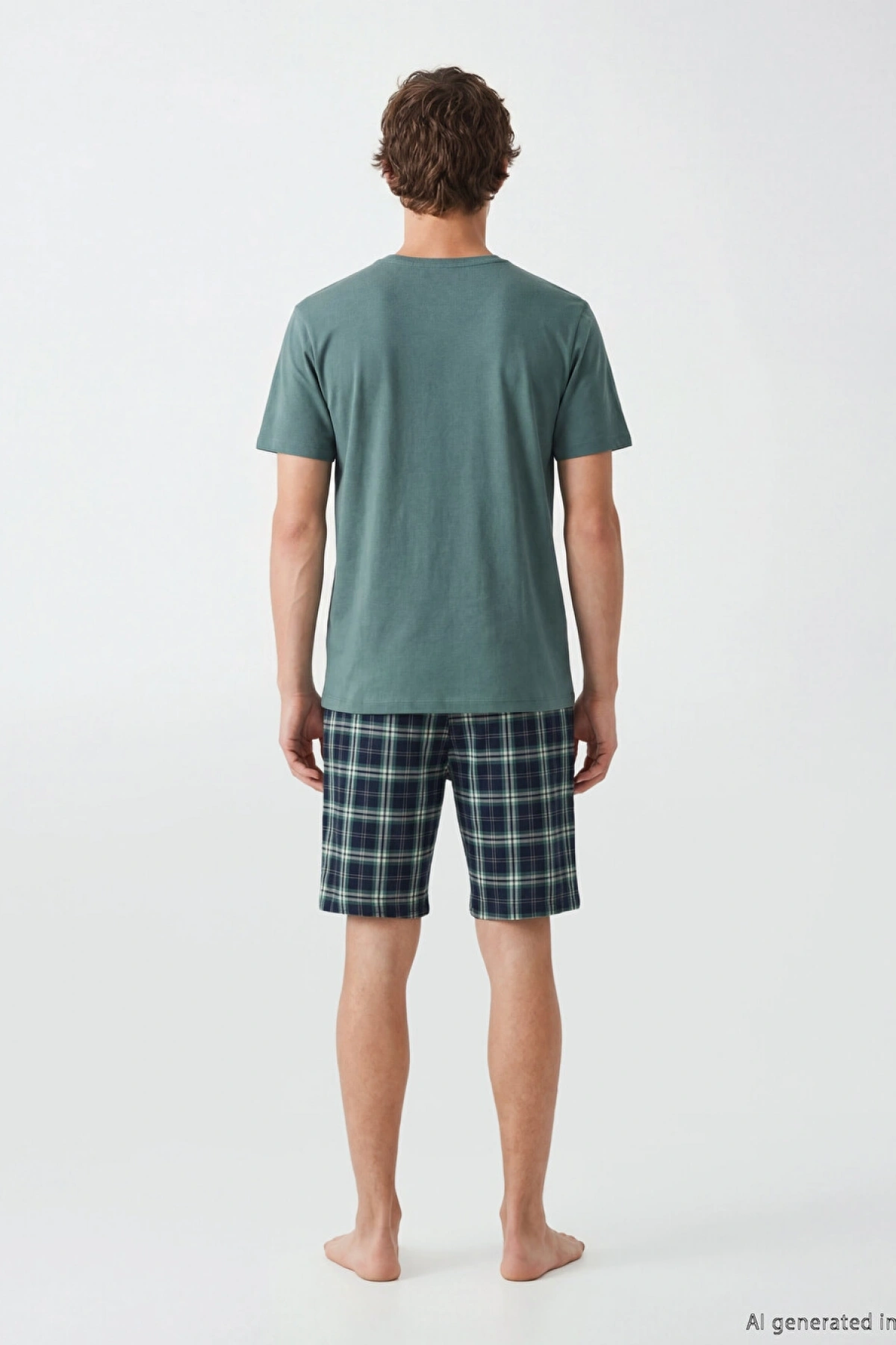 LC WAIKIKI Yeşil Standart Kalıp Erkek Şortlu Pijama Takımı