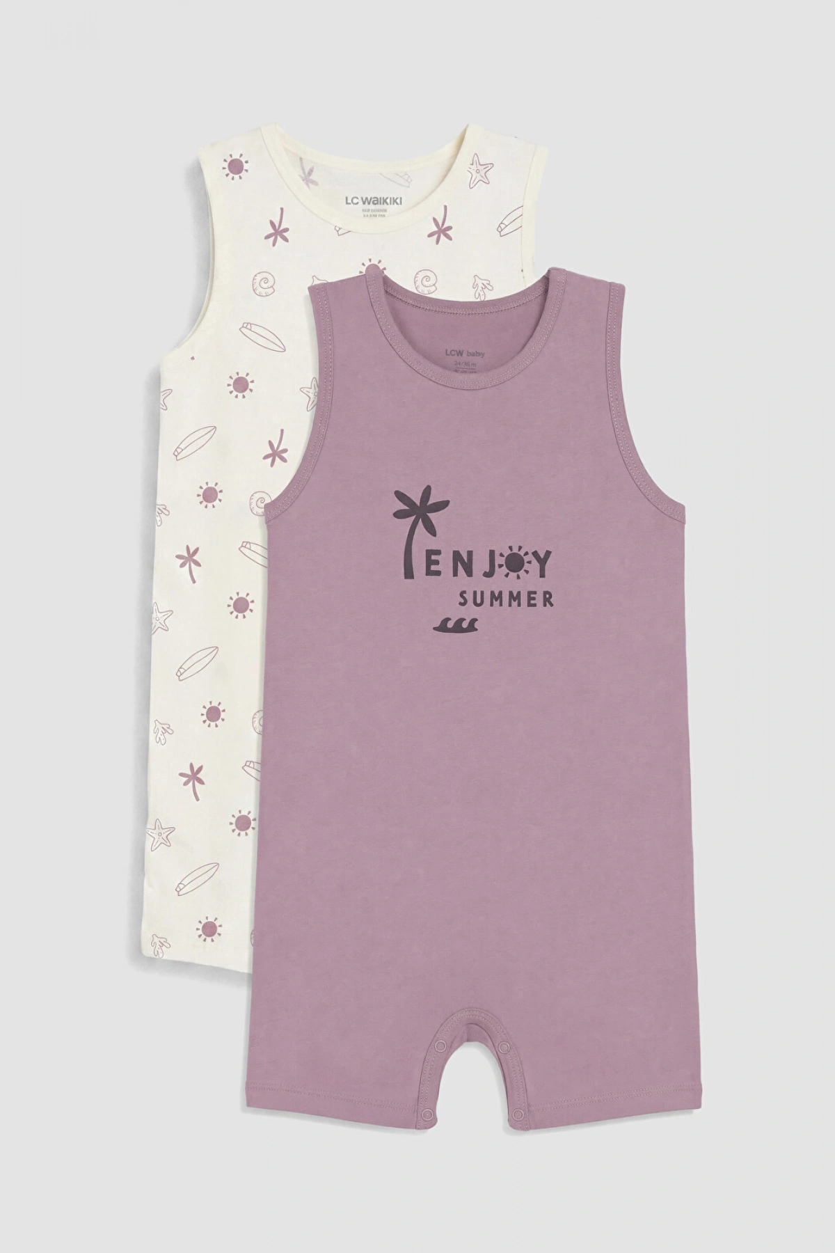 LCW baby Bej Baskılı Erkek Bebek Tulum 2li