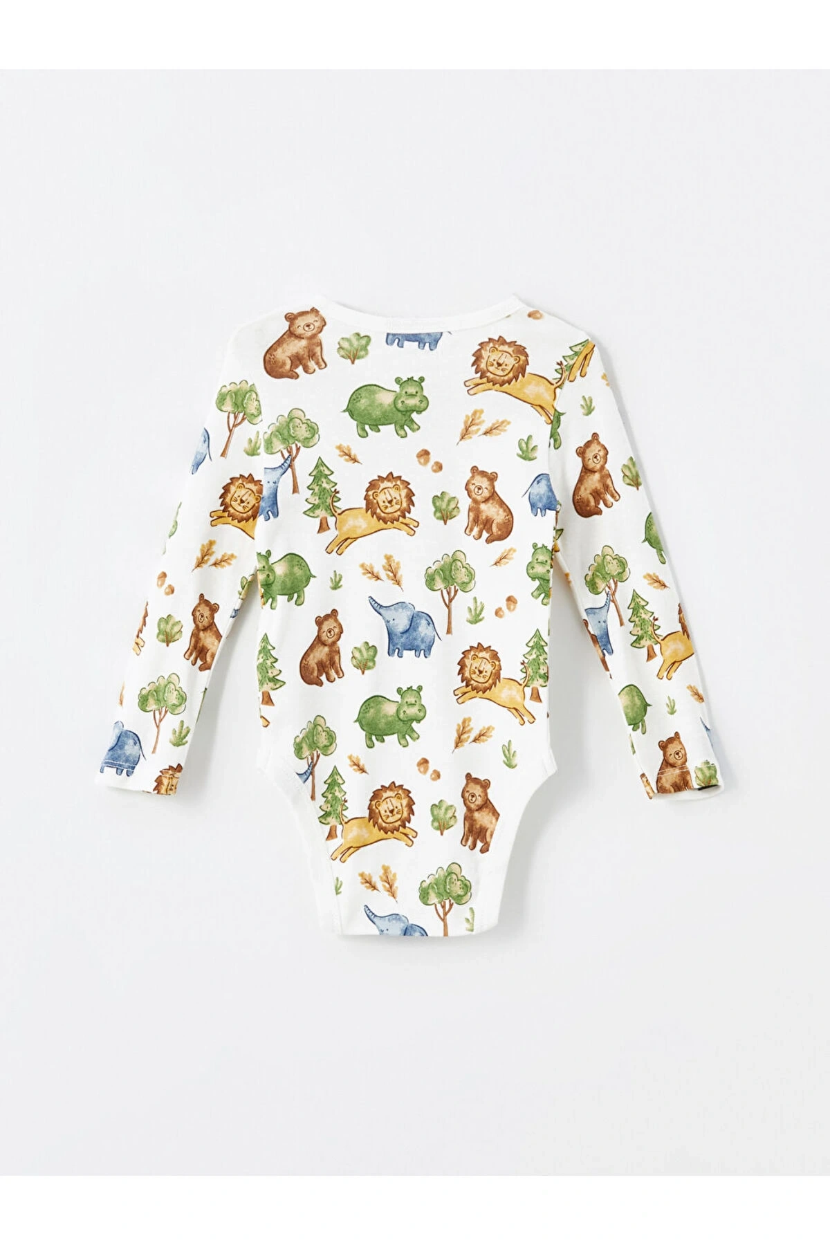 LCW baby Bej Baskılı Uzun Kollu Erkek Bebek Çıtçıtlı Body 2li