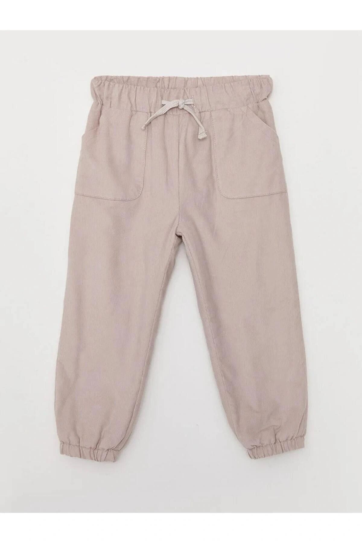 LCW baby Bej Beli Lastikli Basic Kız Bebek Jogger Pantolon