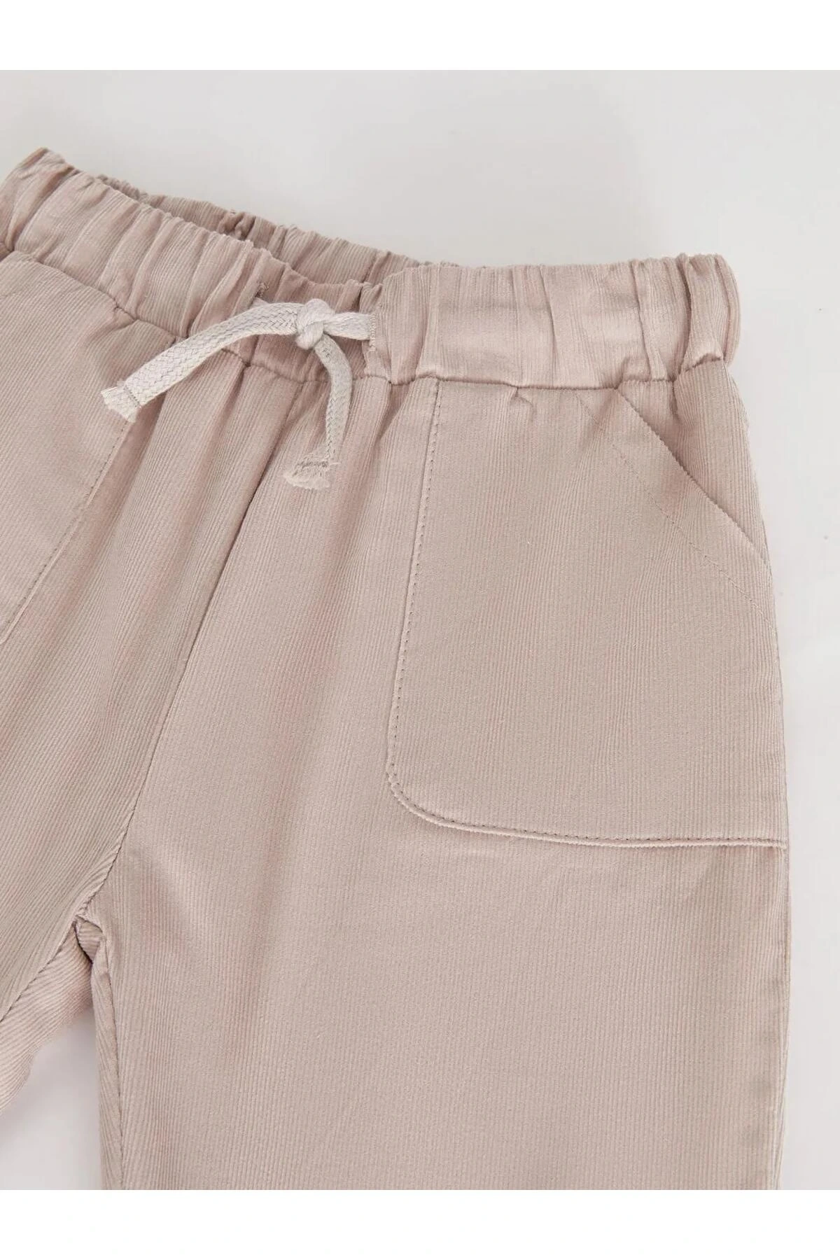 LCW baby Bej Beli Lastikli Basic Kız Bebek Jogger Pantolon