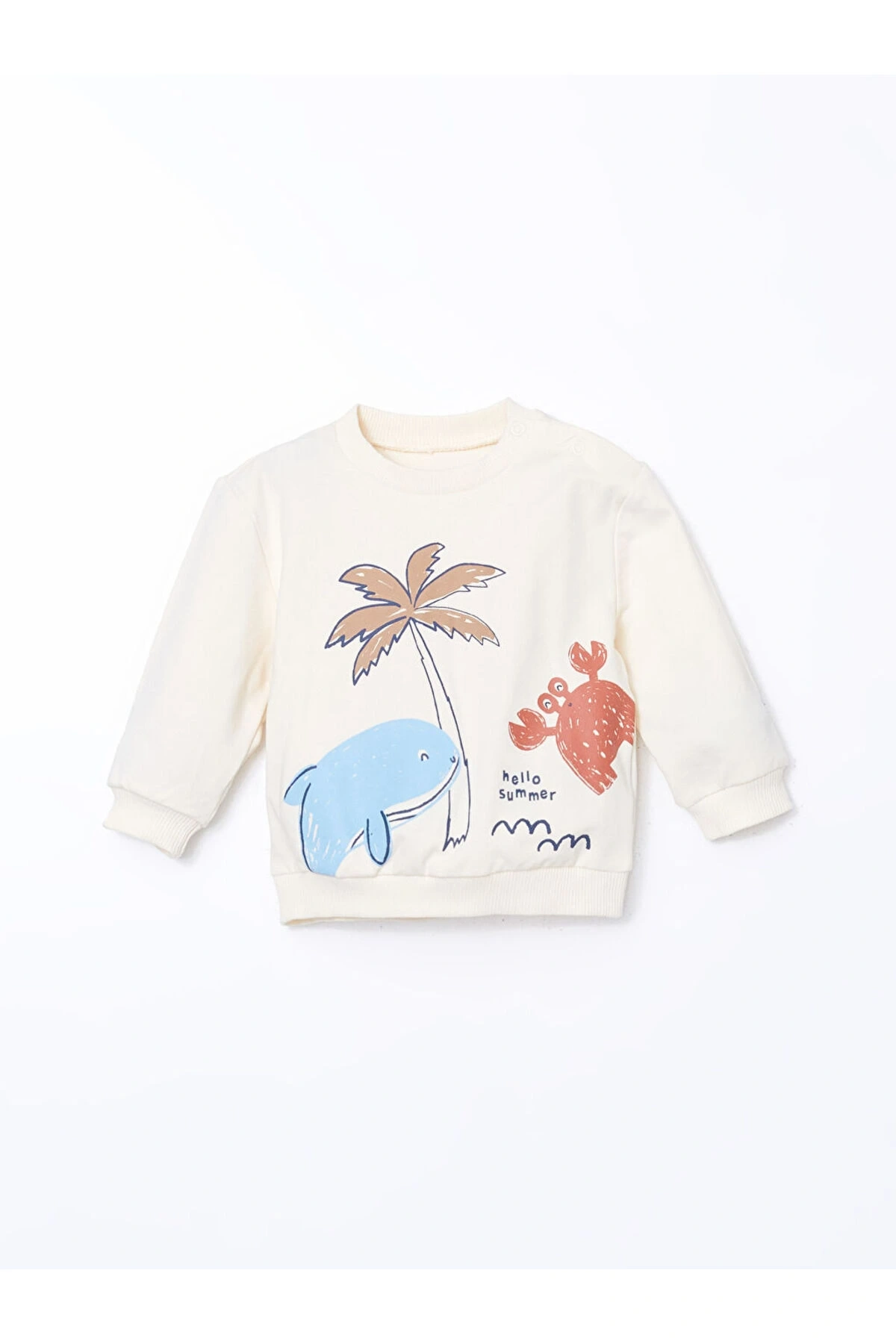 LCW baby Bisiklet Yaka Baskılı Erkek Bebek Sweatshirt ve Eşofman Alt 2li