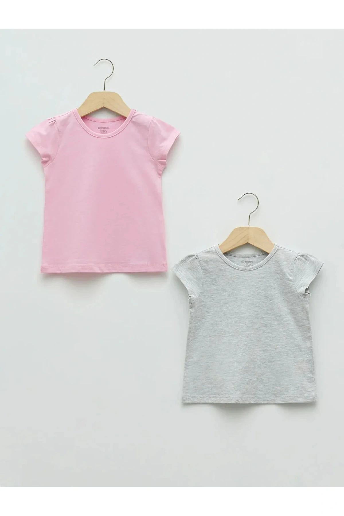 Lcw Baby Bisiklet Yaka Kısa Kol Basic Kız Bebek Tişört 2li