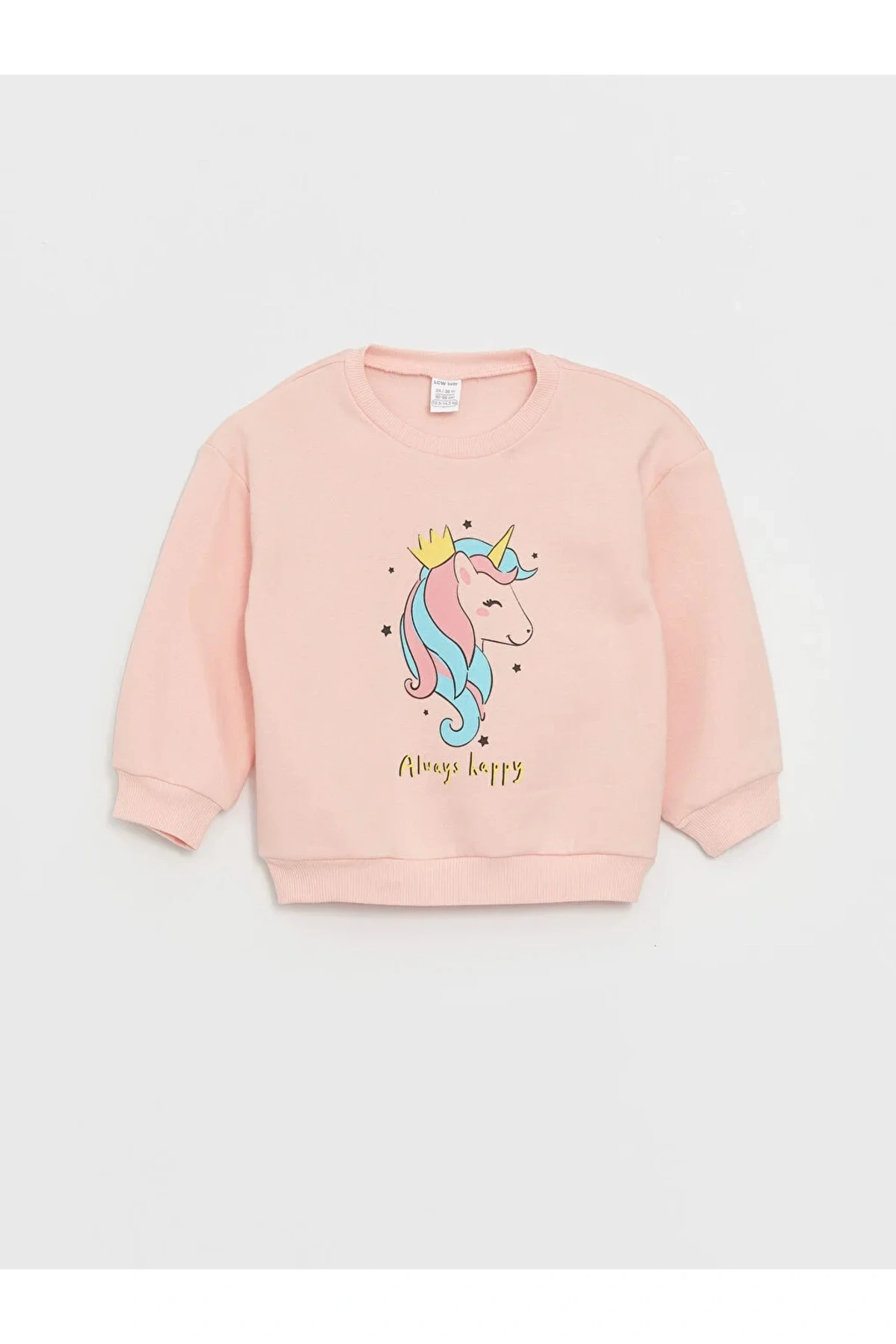 LCW baby Bisiklet Yaka Uzun Kollu Baskılı Kız Bebek Sweatshirt
