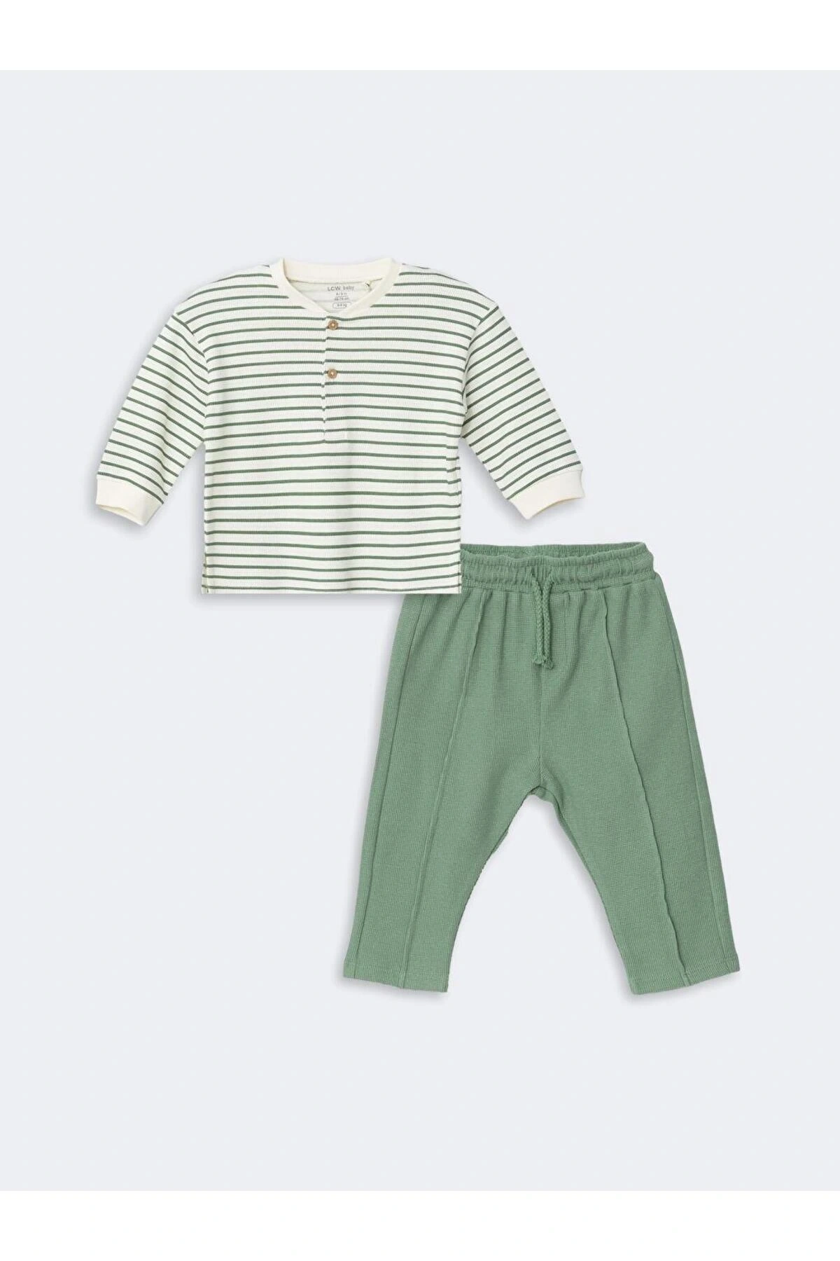 LCW baby  Düğmeli Erkek Bebek Sweatshirt ve Pantolon 2li