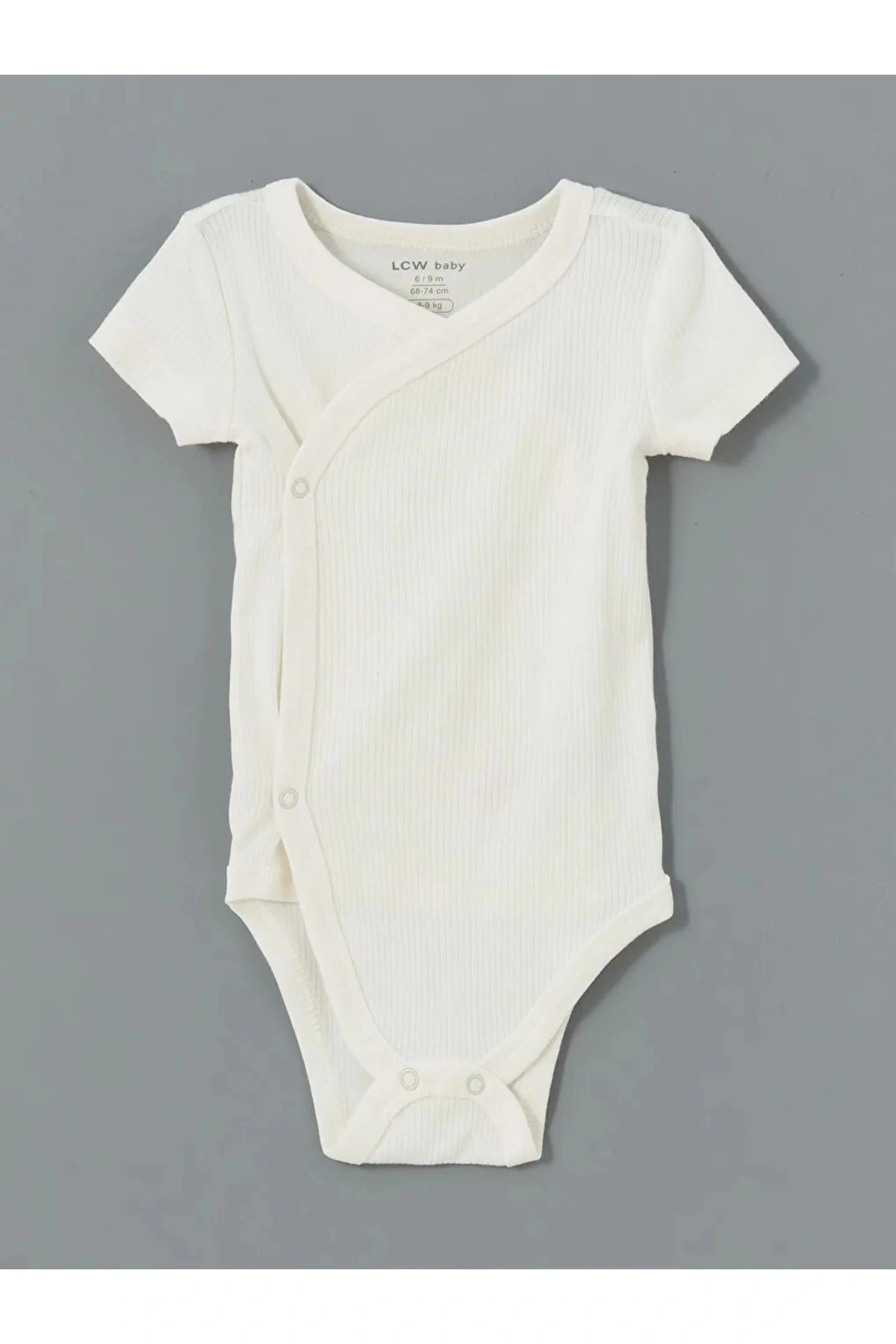 LCW baby Ekru Bisiklet Yaka Kız Bebek Çıtçıtlı Body 2li