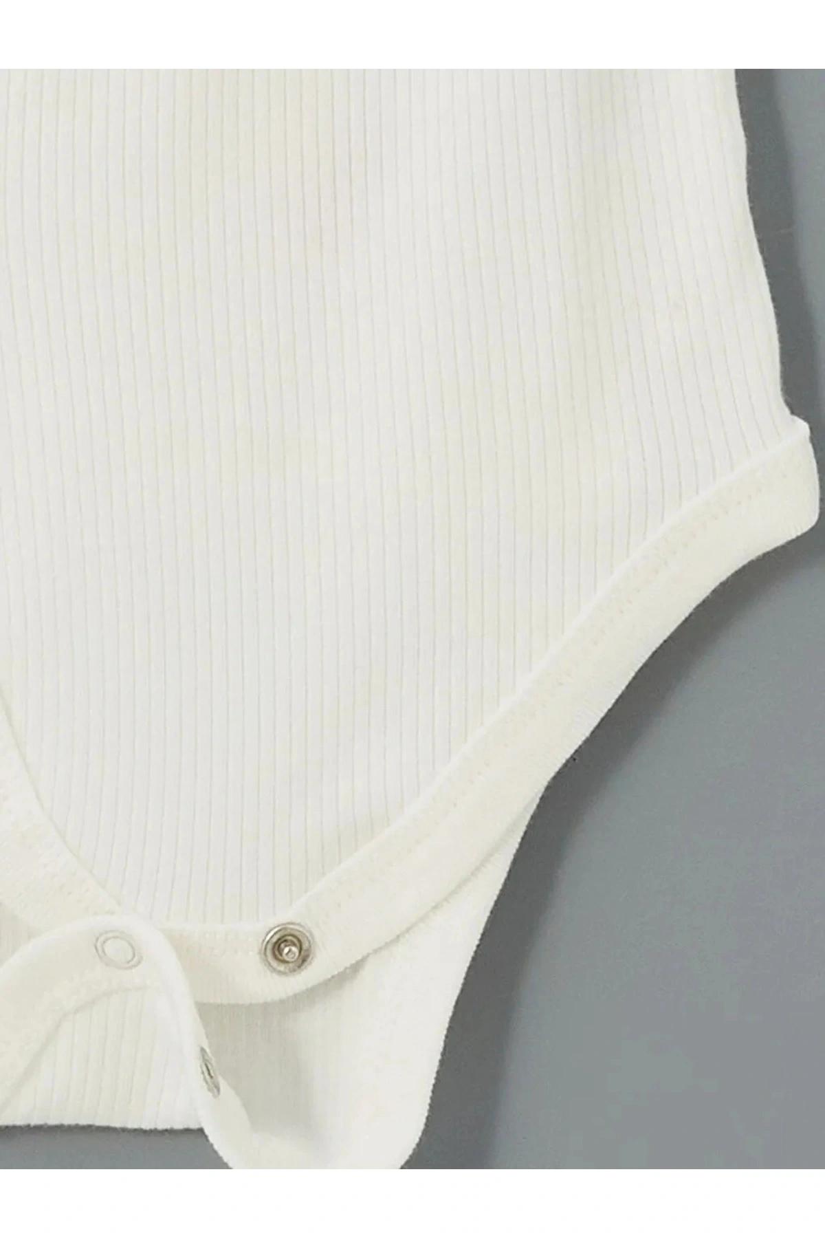 LCW baby Ekru Bisiklet Yaka Kız Bebek Çıtçıtlı Body 2li