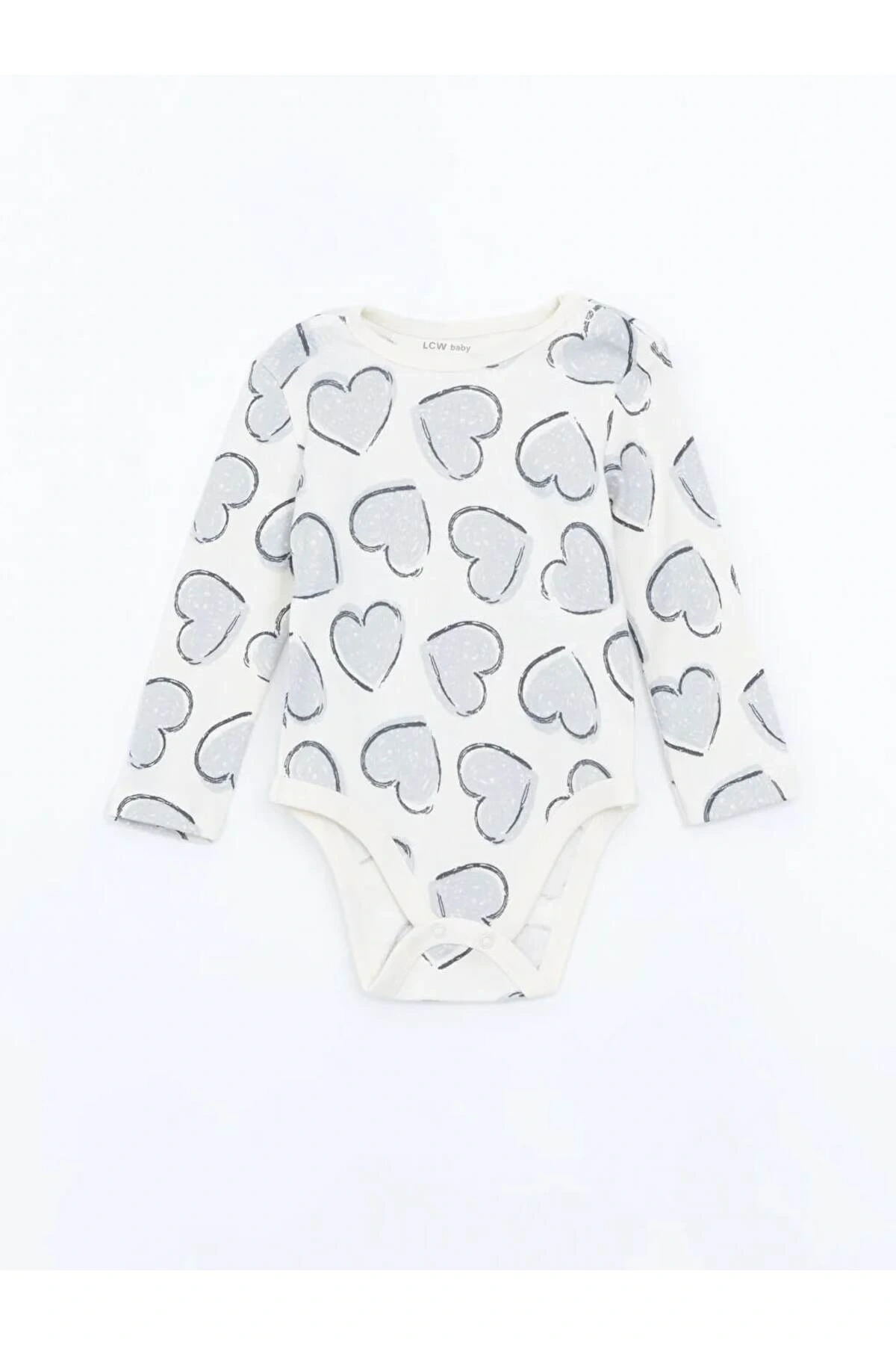 LCW baby Ekru Bisiklet Yaka Kız Bebek Çıtçıtlı Body 3lü