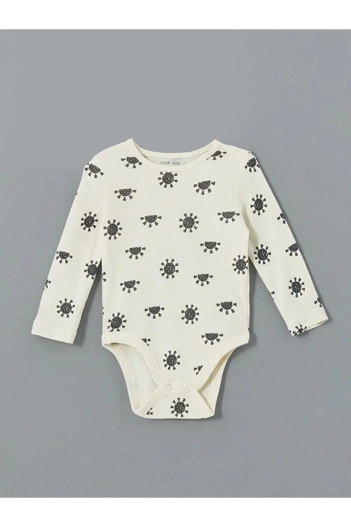 LCW baby Gri Bisiklet Yaka Baskılı Erkek Bebek Çıtçıtlı Body 3lü
