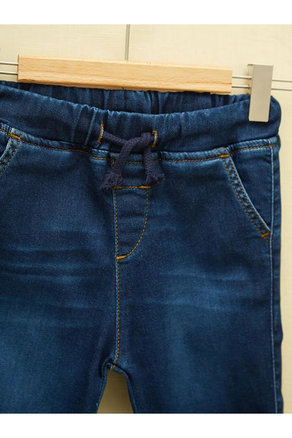 LCW baby İndigo Beli Lastikli Basic Erkek Bebek Jogger Jean Pantolon