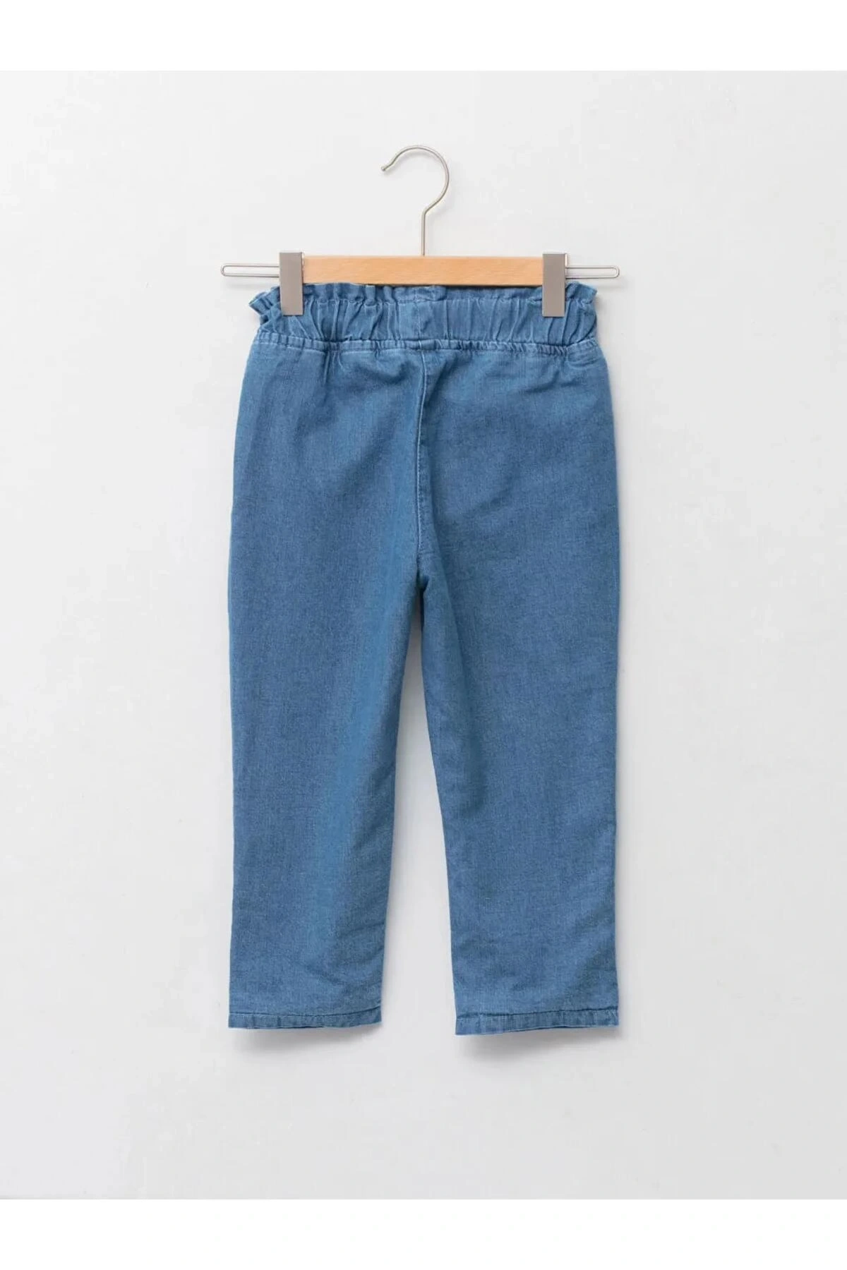 LCW baby İndigo Beli Lastikli Basic Kız Bebek Astarlı Mom Jean Pantolon