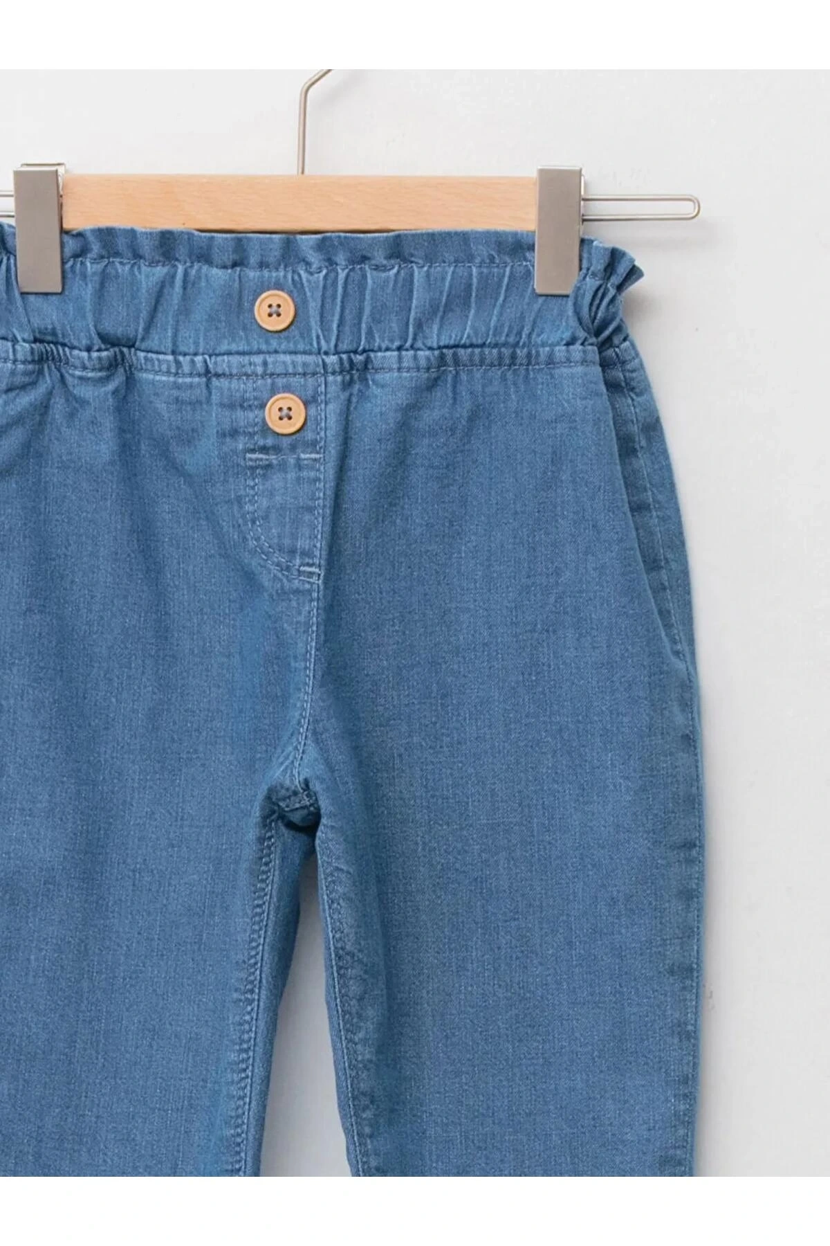 LCW baby İndigo Beli Lastikli Basic Kız Bebek Astarlı Mom Jean Pantolon