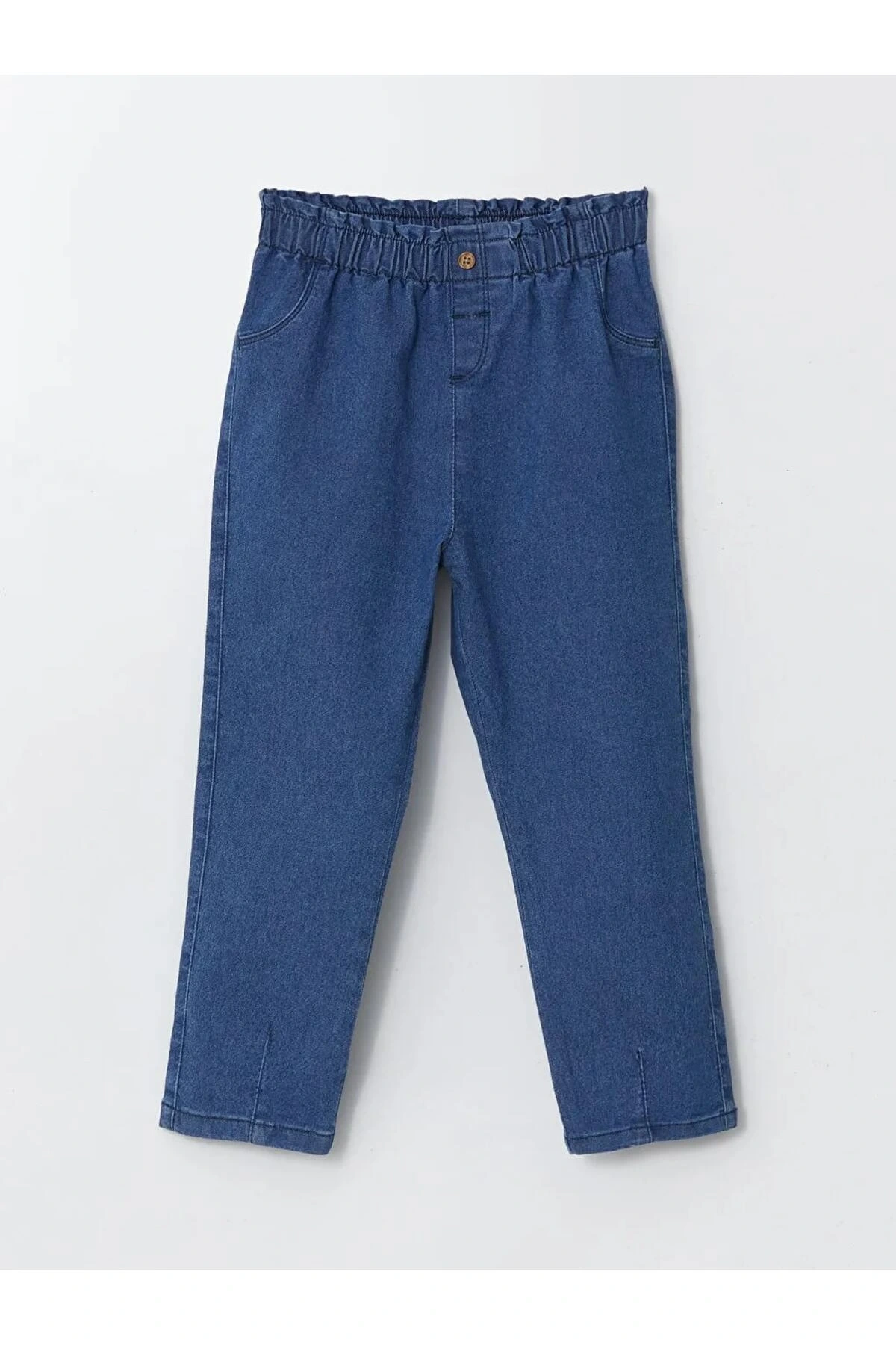 LCW baby Indigo Beli Lastikli Kız Bebek Jean Pantolon