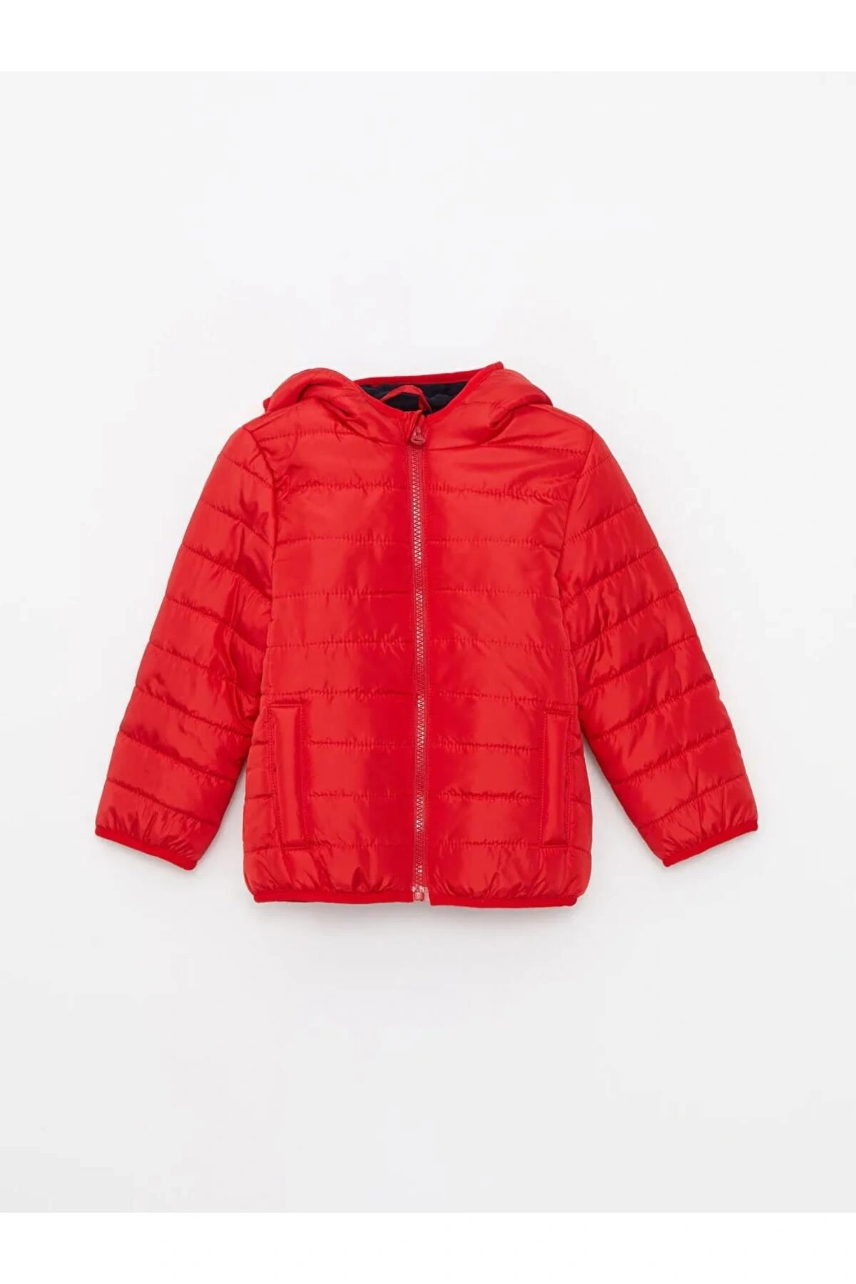 LCW baby Kırmızı Kapüşonlu Uzun Kollu Basic Erkek Bebek Mont