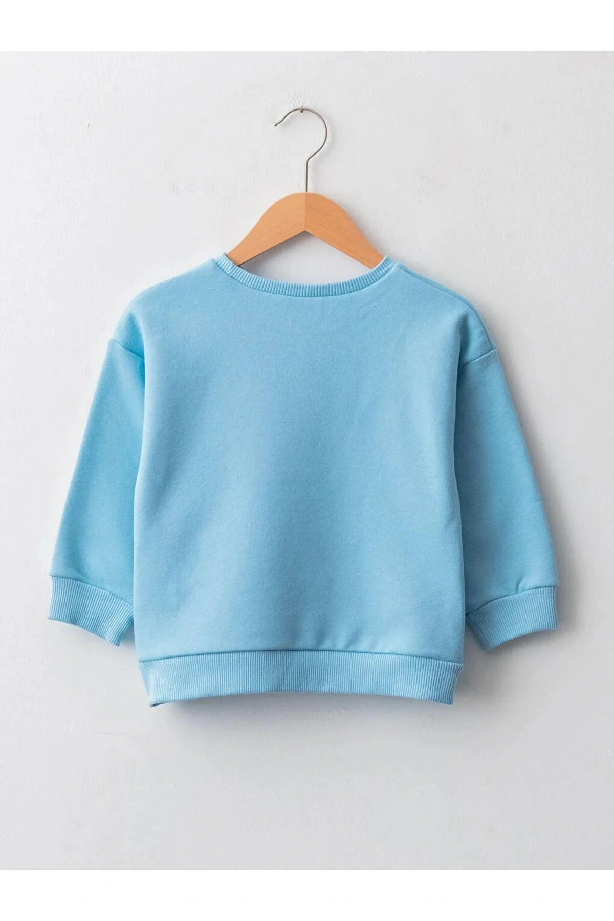 LCW baby Mavi Bisiklet Yaka Uzun Kollu Baskılı Erkek Bebek Sweatshirt