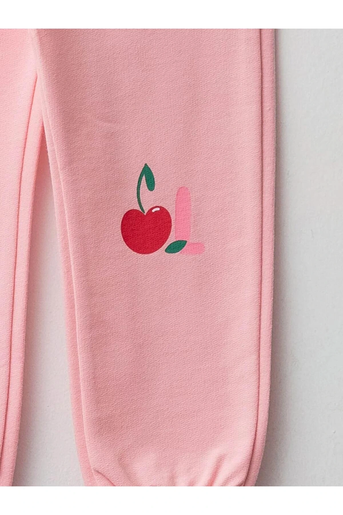 LCW baby Pembe Beli Lastikli Baskılı Kız Bebek Jogger Eşofman Alt
