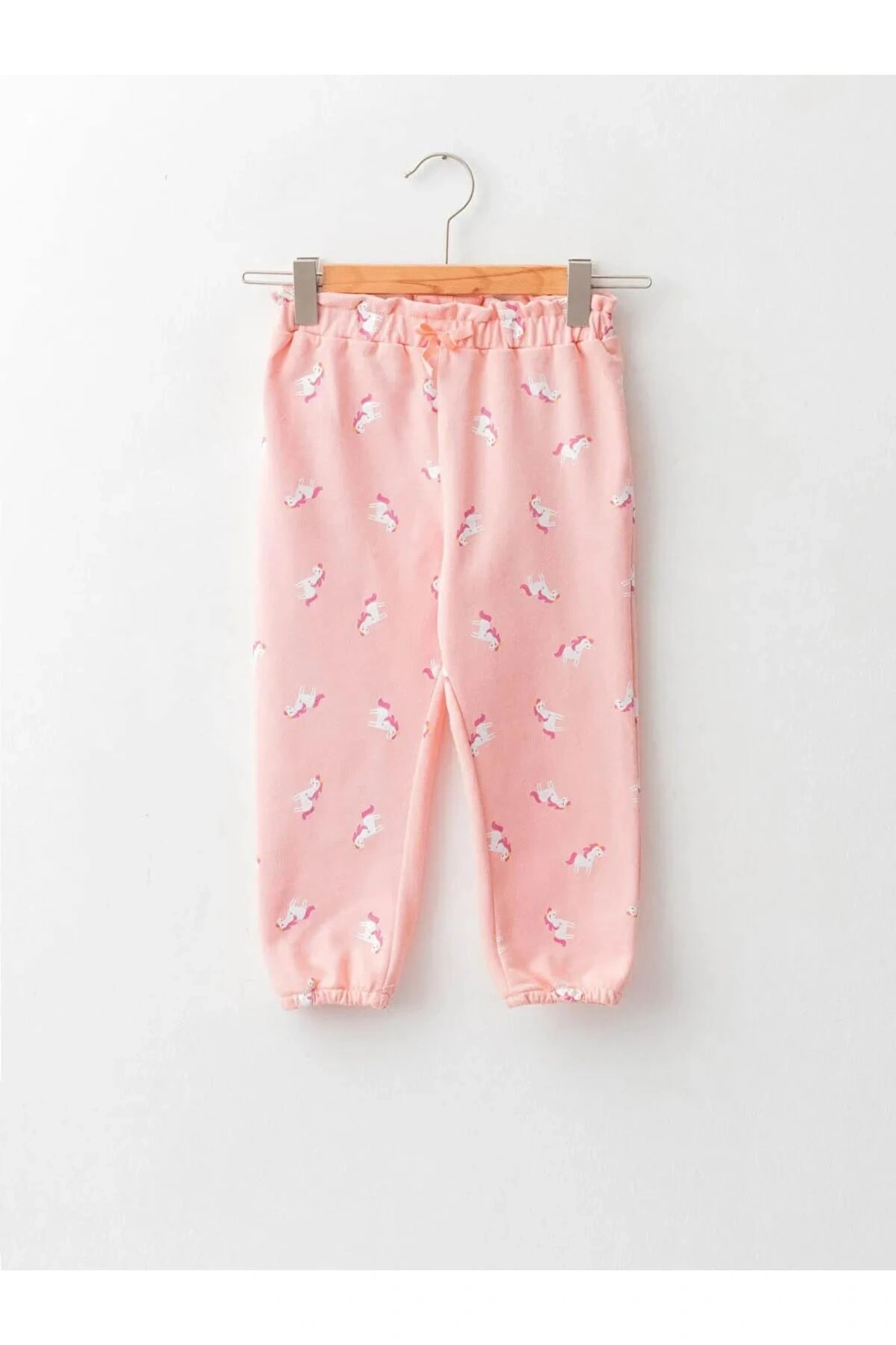 LCW baby Pembe Beli Lastikli Desenli Pamuklu Kız Bebek Eşofman Altı
