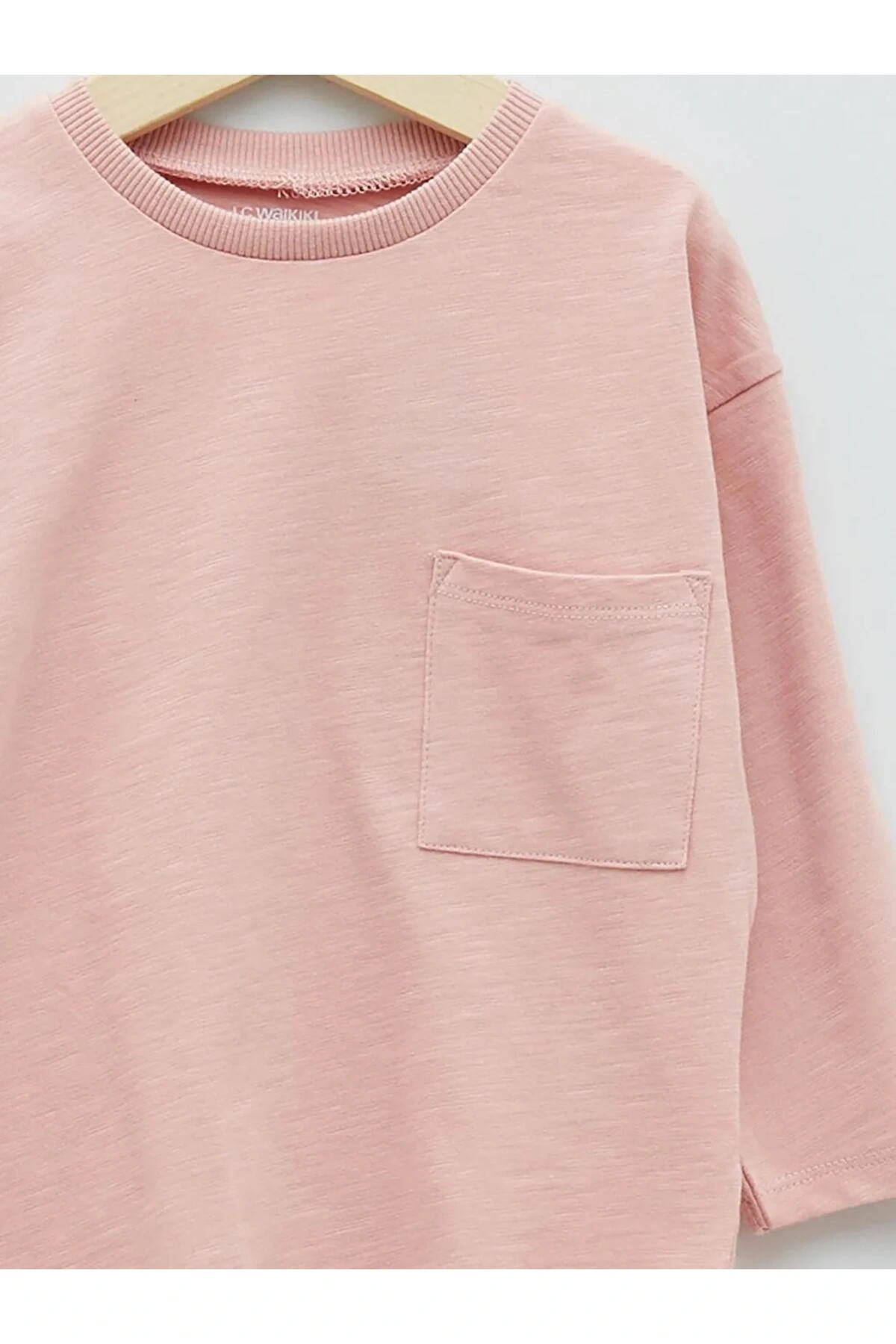 LCW baby Pembe Bisiklet Yaka Uzun Kollu Basic Erkek Bebek Tişört