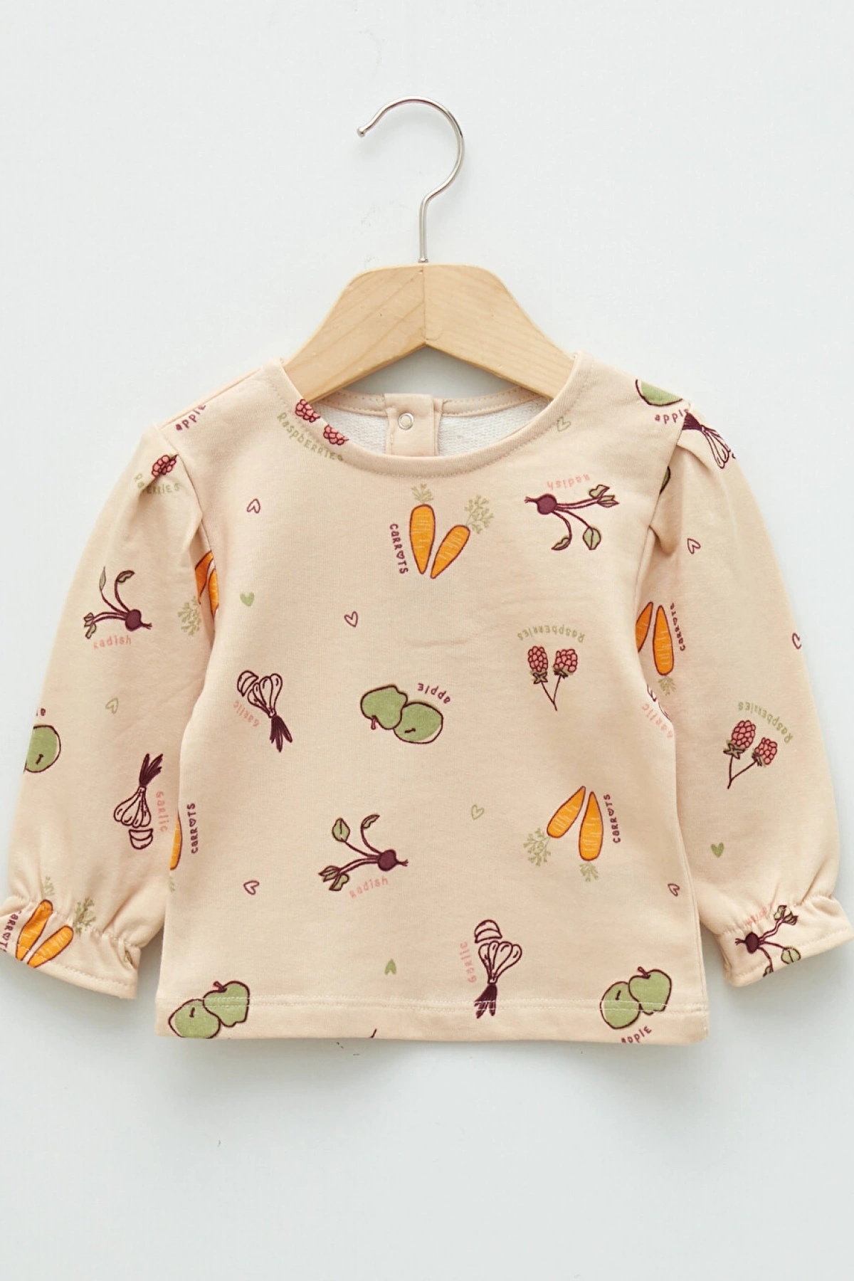 LCW baby Pembe Bisiklet Yaka Uzun Kollu Baskılı Pamuklu Kız Bebek Sweatshirt 2li