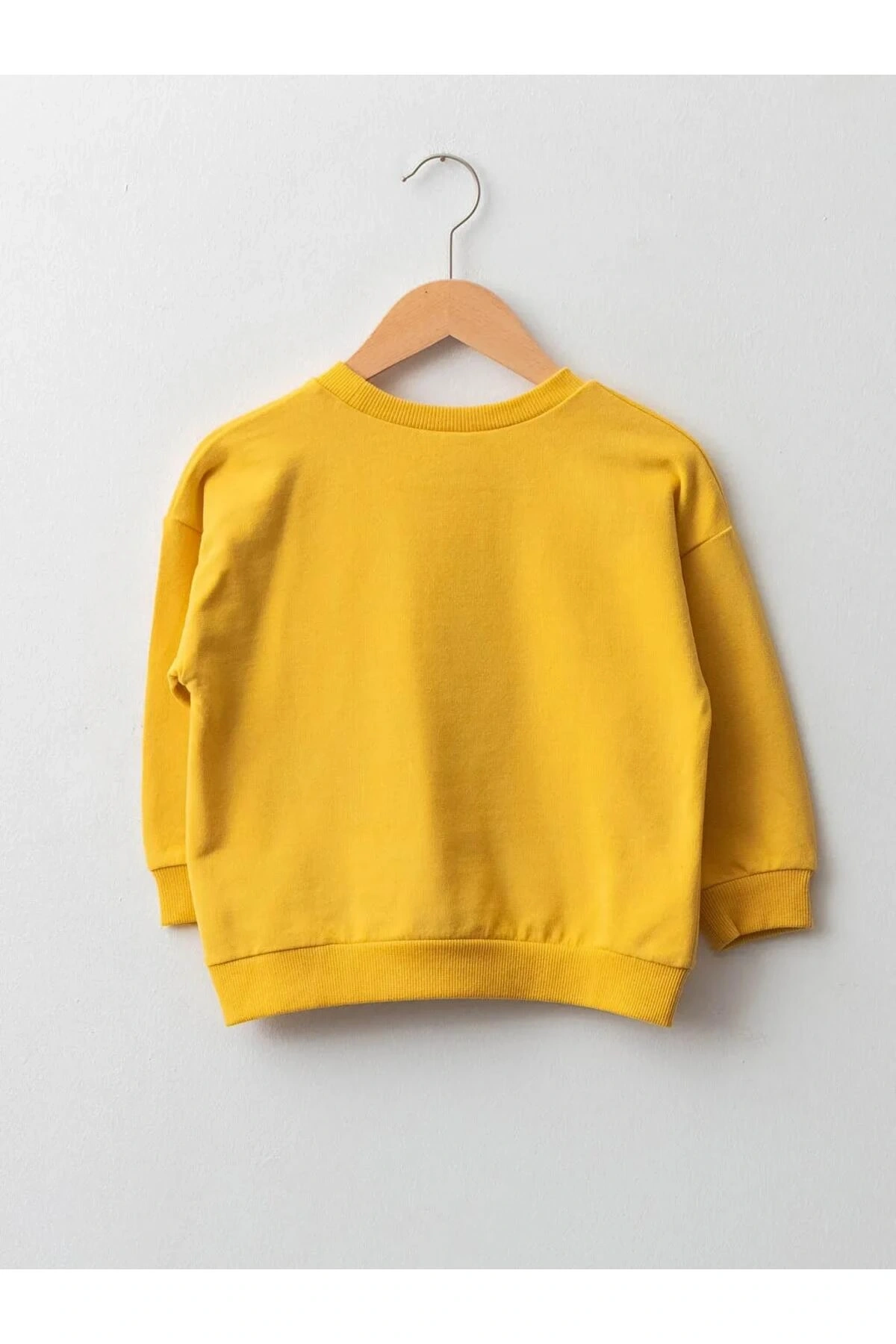 LCW baby Sarı Bisiklet Yaka Uzun Kollu Baskılı Pamuklu Erkek Bebek Sweatshirt