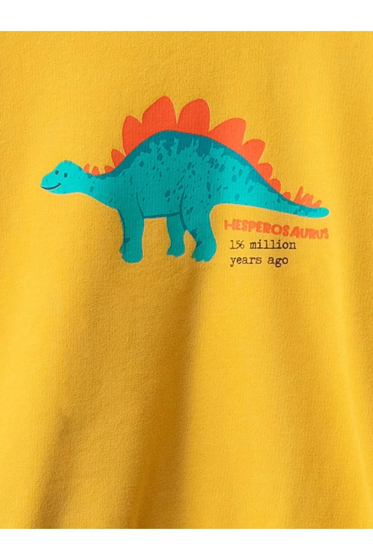 LCW baby Sarı Bisiklet Yaka Uzun Kollu Baskılı Pamuklu Erkek Bebek Sweatshirt