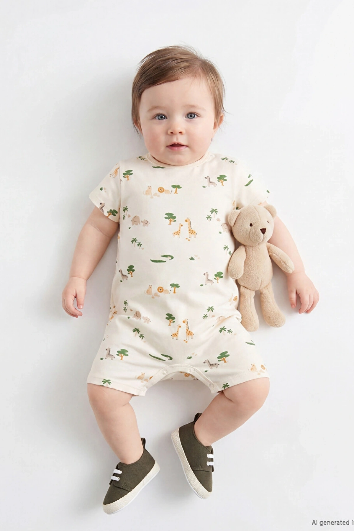 LCW baby Yeşil Baskılı Erkek Bebek Tulum 2li