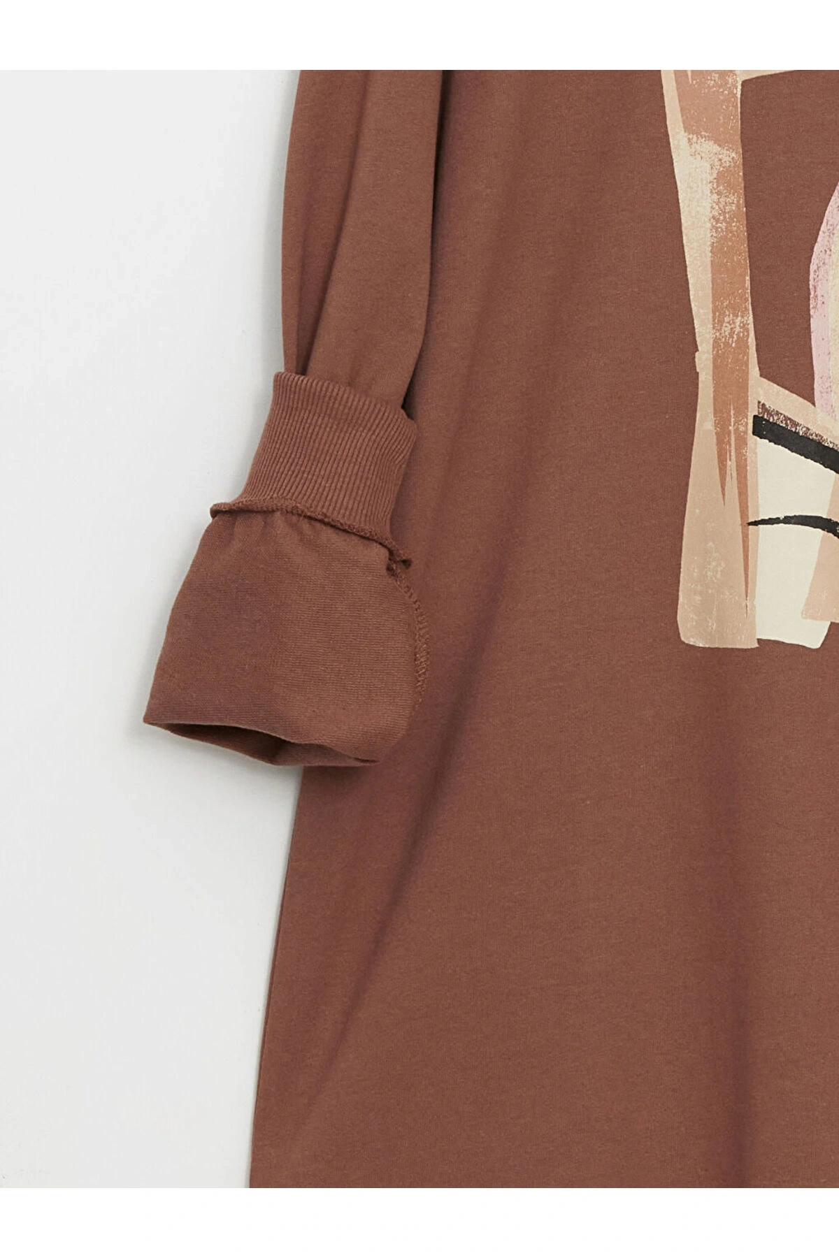 LCW Bisiklet Yaka Baskılı Oversize Kadın Sweatshirt Tunik