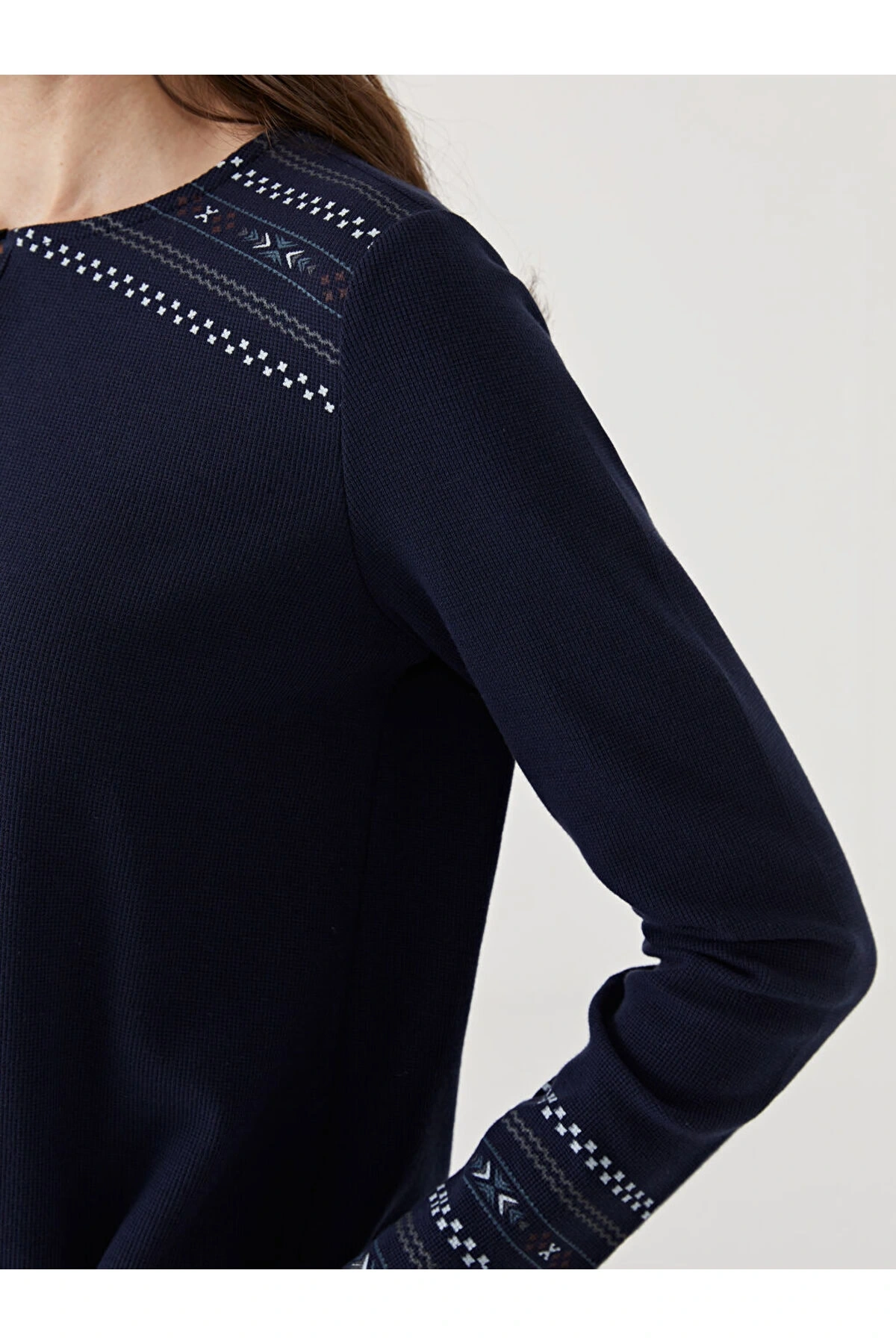 LCW Bisiklet Yaka Desenli Kadın Bluz