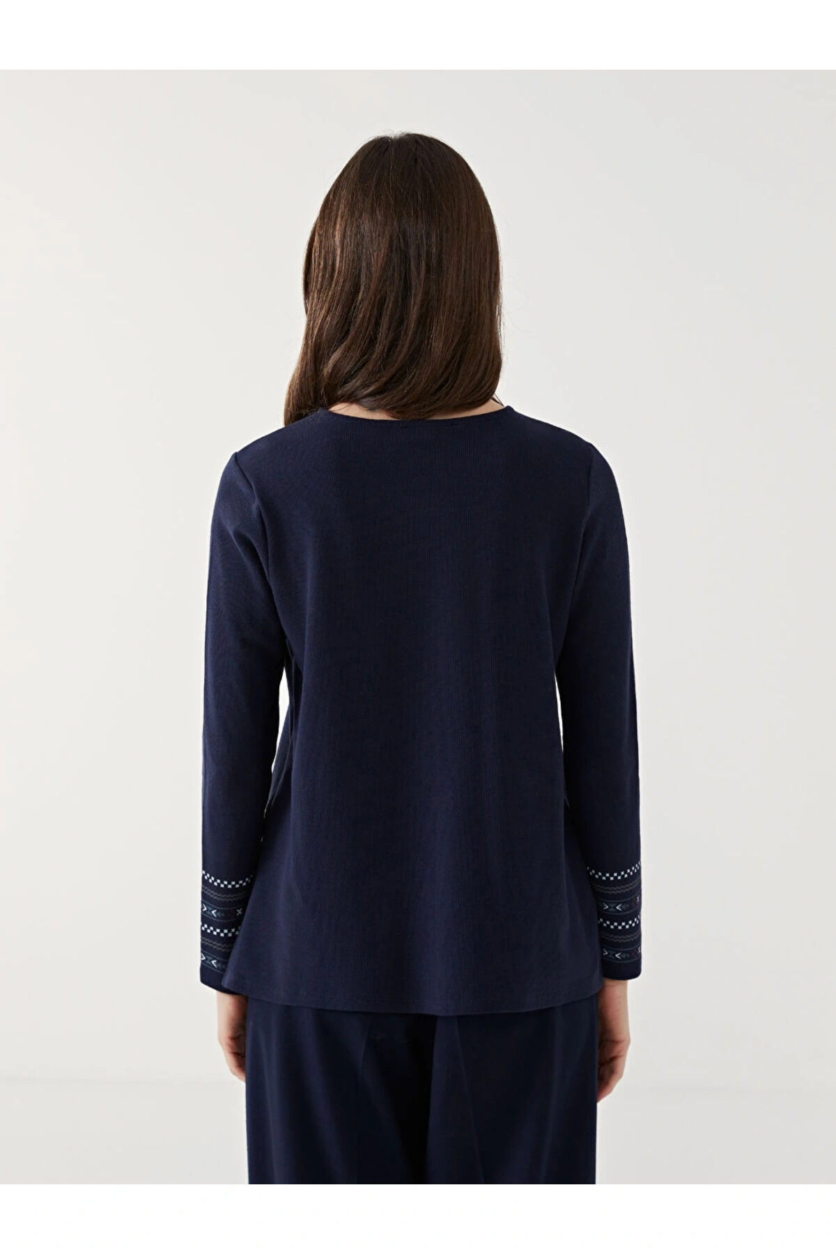 LCW Bisiklet Yaka Desenli Kadın Bluz