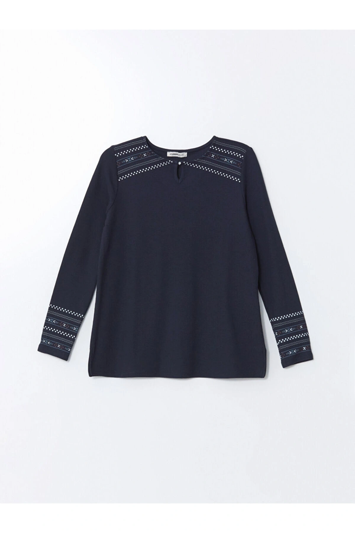 LCW Bisiklet Yaka Desenli Kadın Bluz