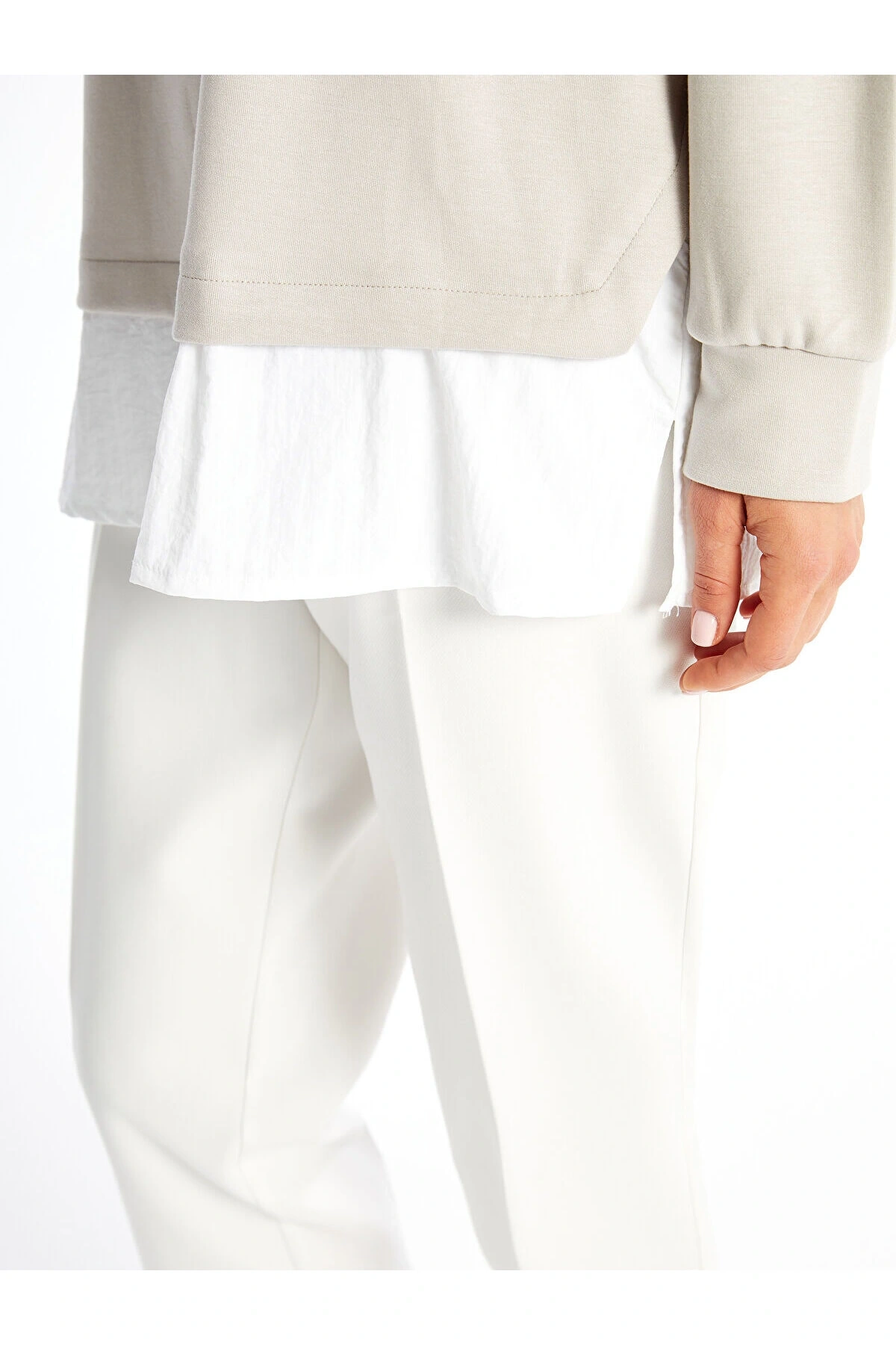 LCW Bisiklet Yaka Düz Oversize Kadın Sweatshirt Tunik