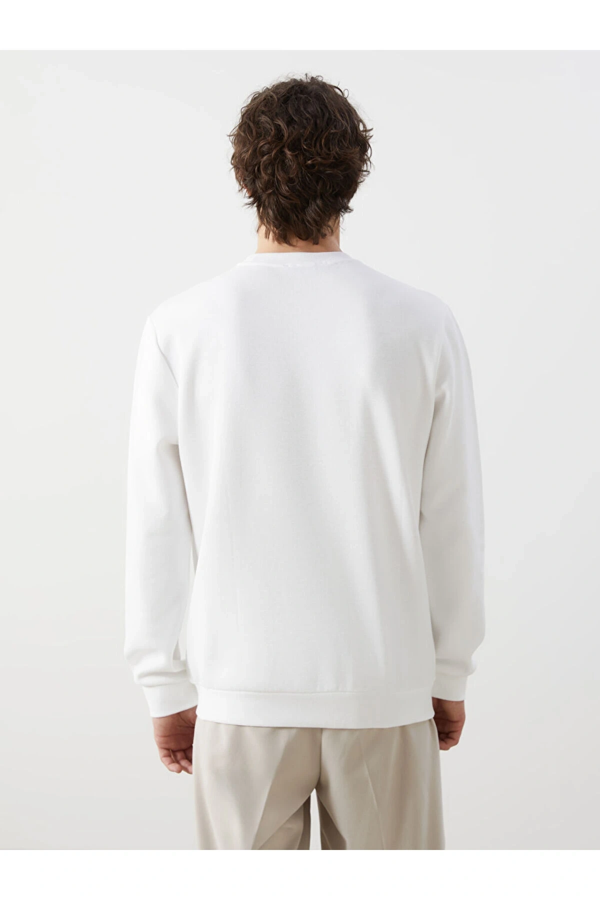 LCW Bisiklet Yaka Uzun Kollu Baskılı Erkek Kalın Sweatshirt