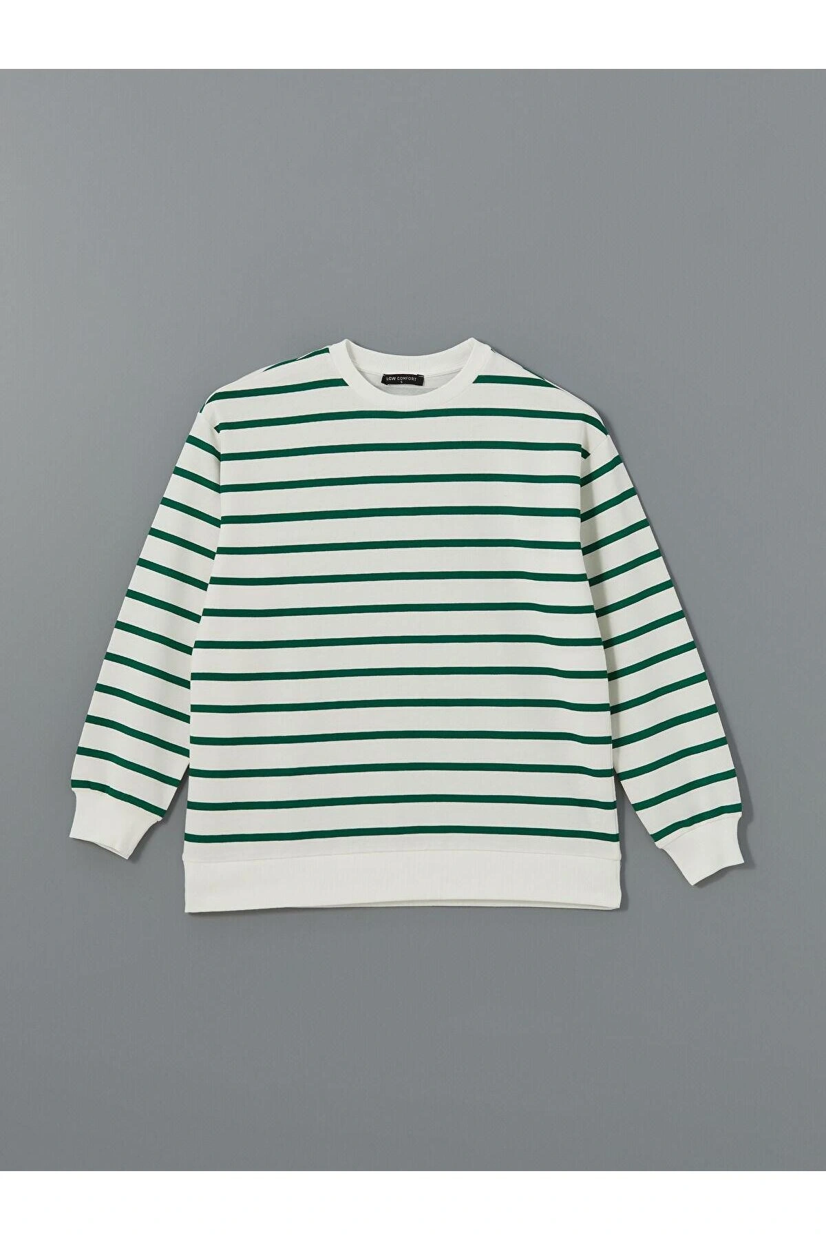 LCW Comfort Çizgili Bisiklet Yaka Çizgili Kadın Sweatshirt (W4)
