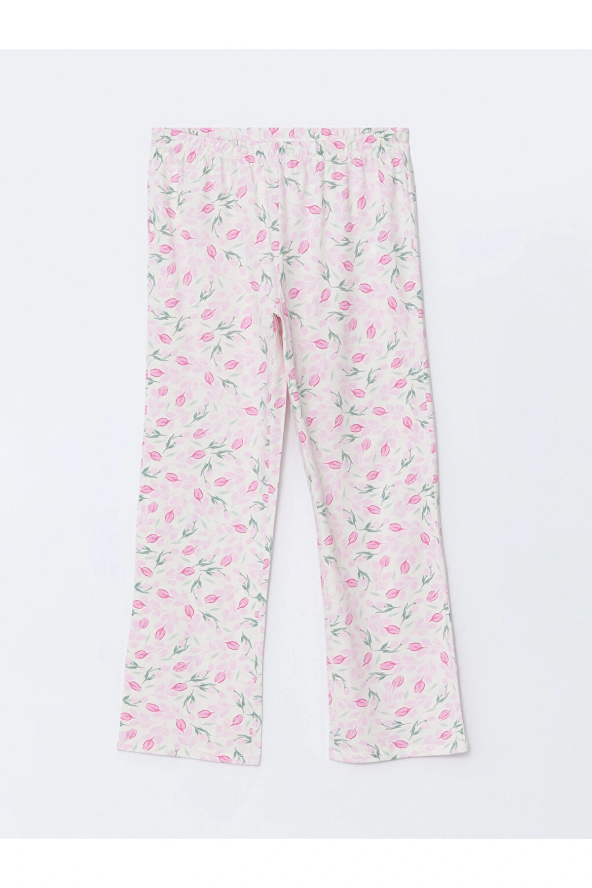 LCW DREAM Ekru Gömlek Yaka Çiçekli Kadın Pijama Takım