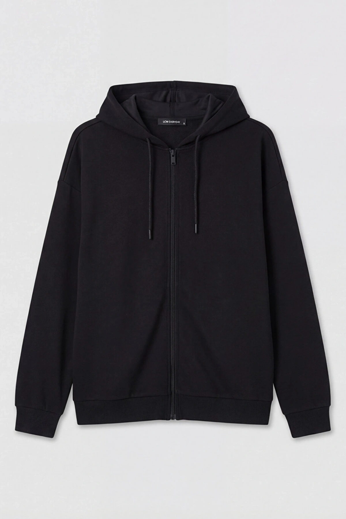 LCW EVERYDAY Siyah Soft Touch Oversize Kadın Fermuarlı Sweatshirt