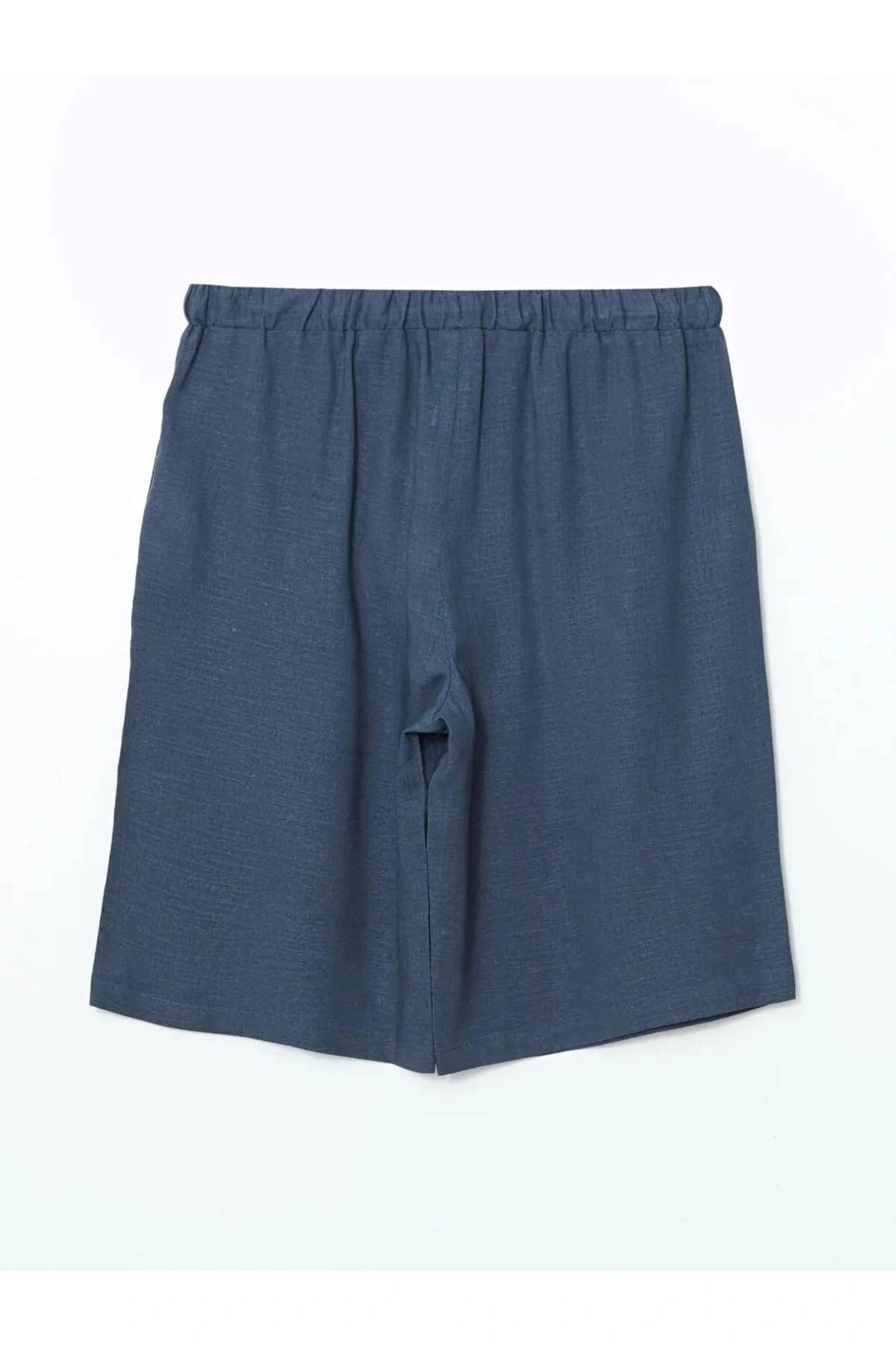 LCW Grace Indigo Beli Lastikli Keten Karışımlı Kadın Şort