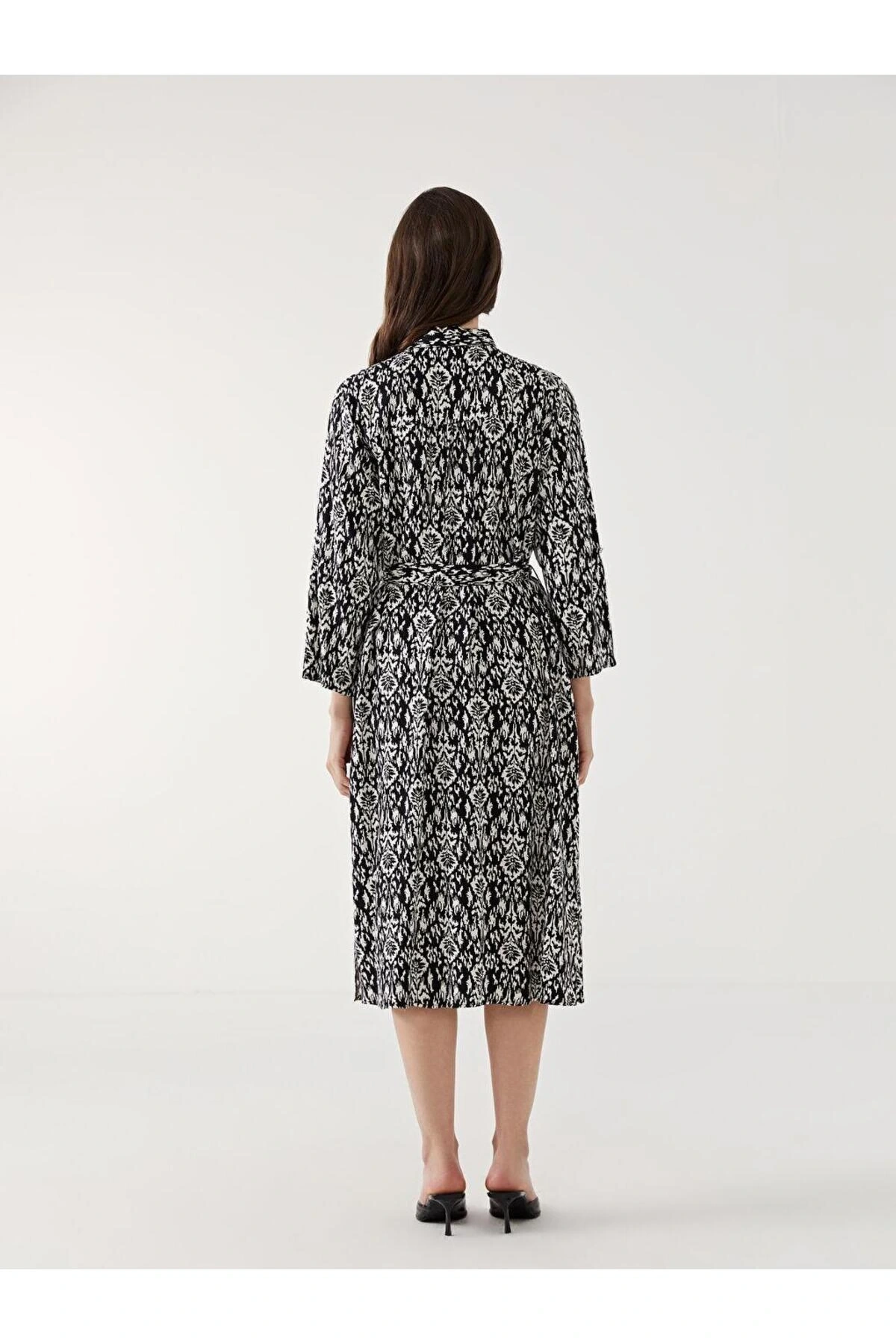 LCW Grace Siyah Desenli Kadın Gömlek Elbise
