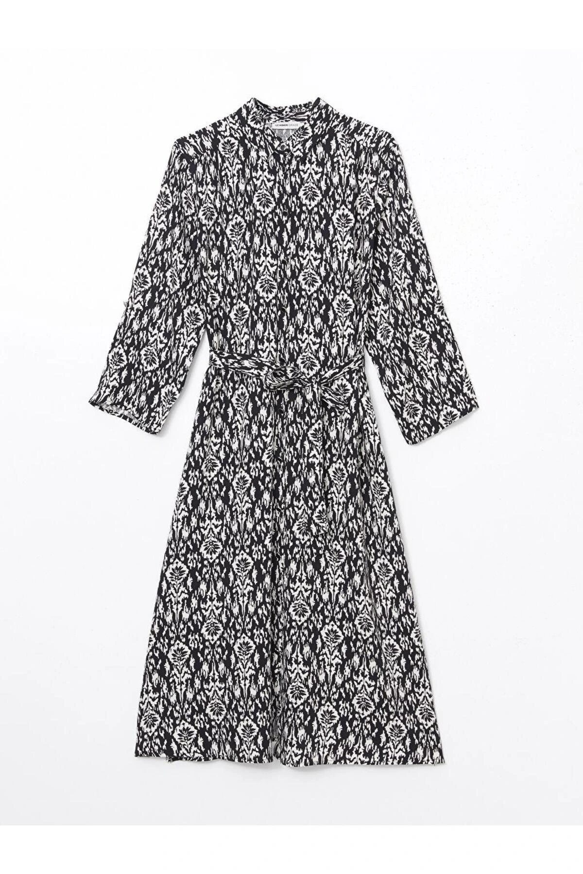 LCW Grace Siyah Desenli Kadın Gömlek Elbise