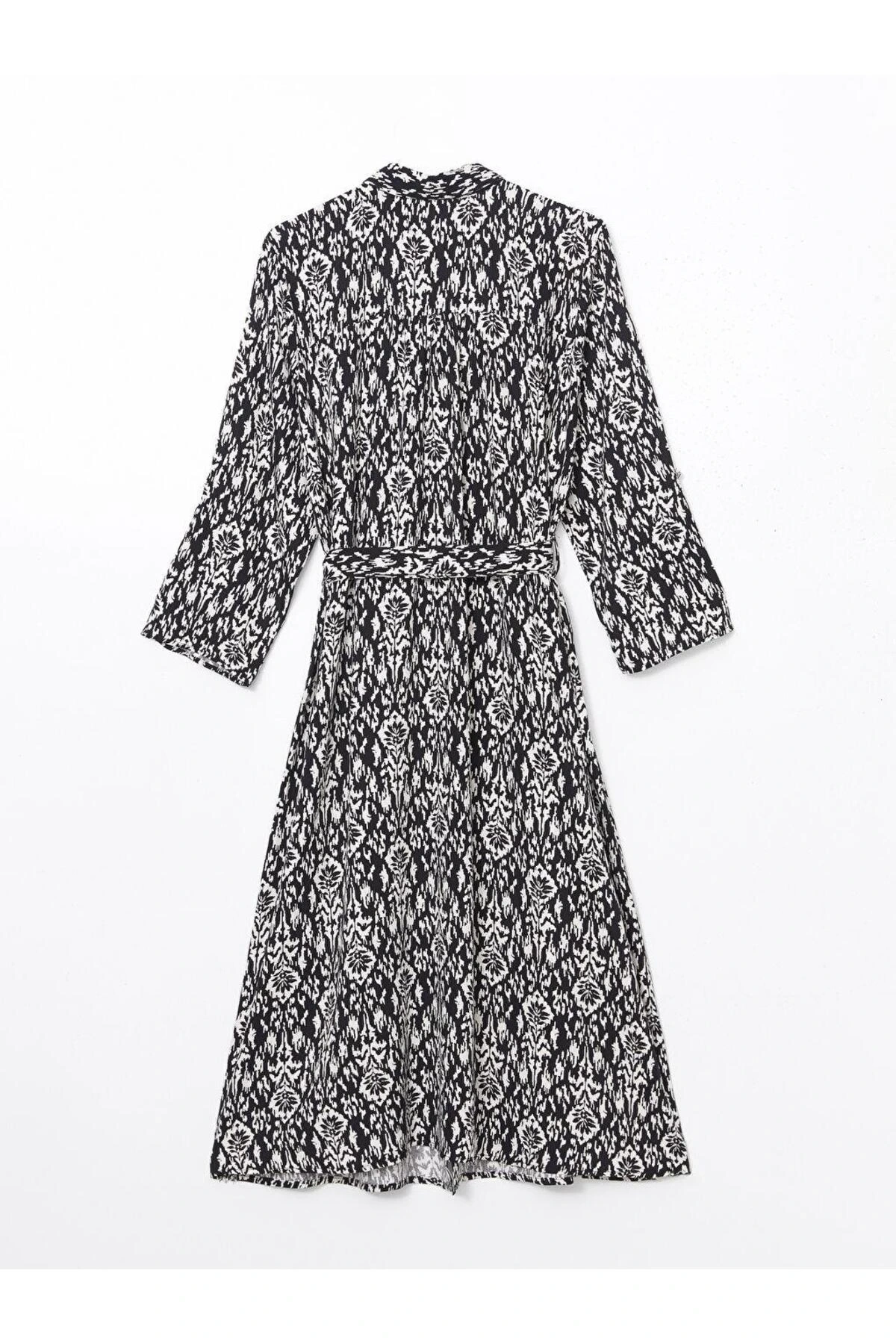 LCW Grace Siyah Desenli Kadın Gömlek Elbise