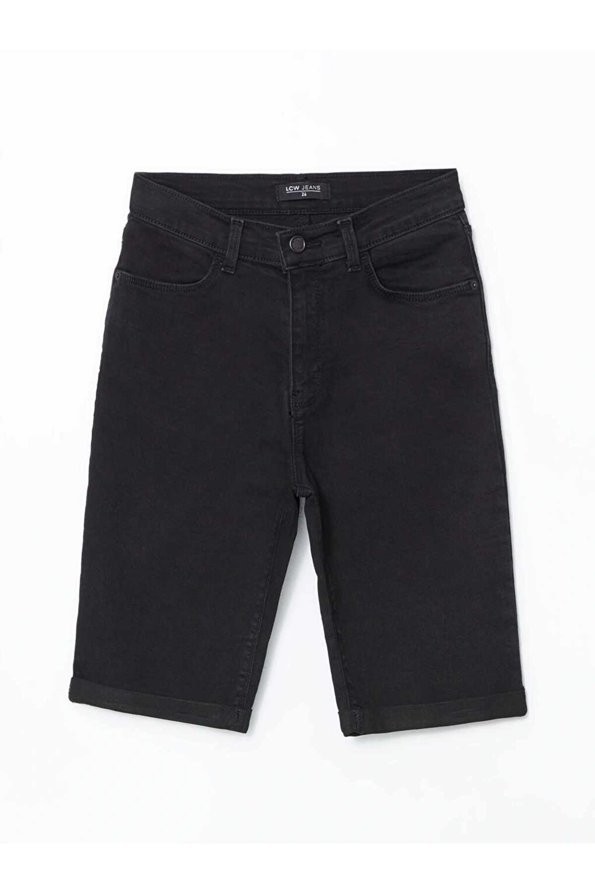 LCW Jeans Siyah Dar Fit Kadın Jean Şort