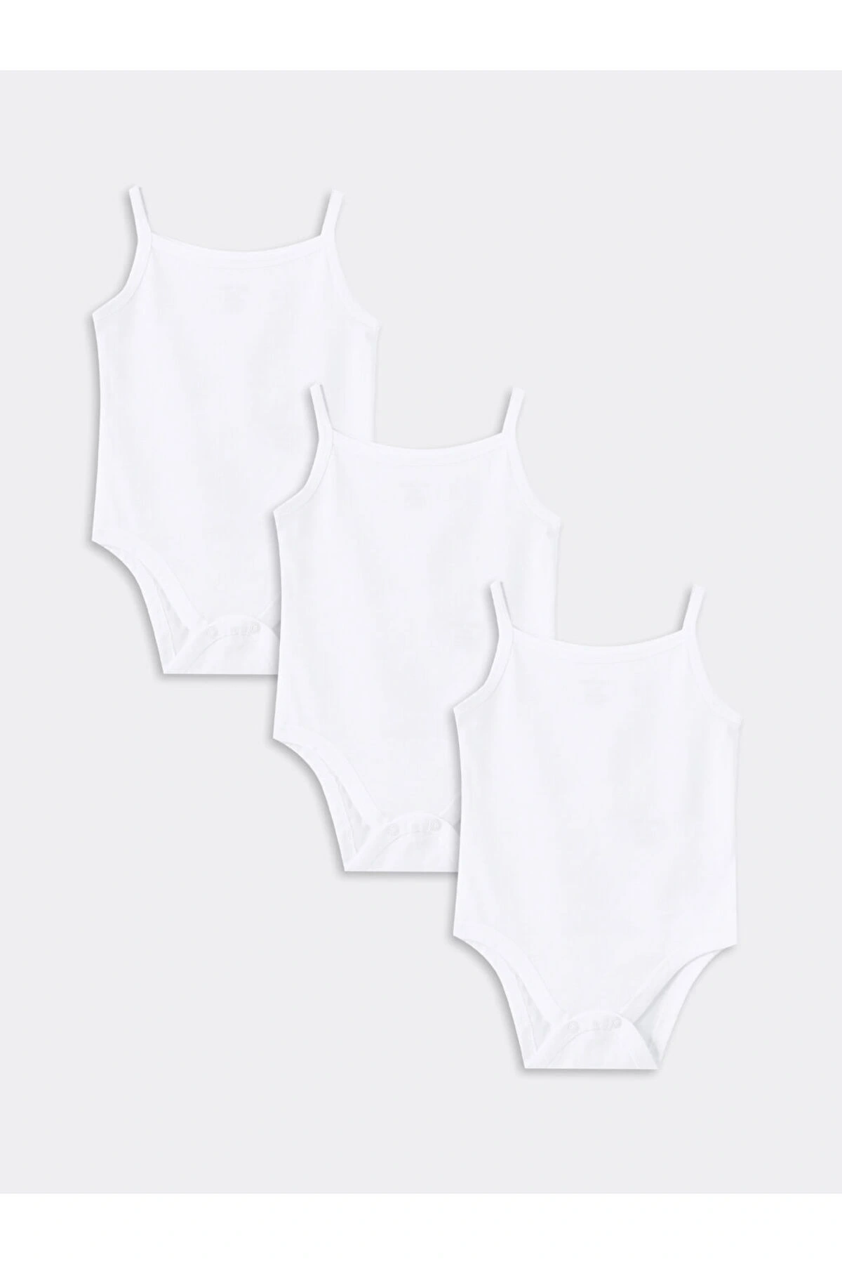LCW Kare Yaka Kız Bebek Çıtçıtlı Body 3lü