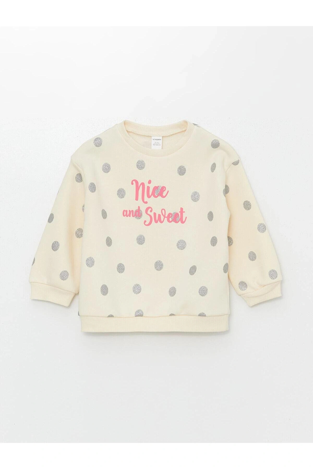 LCW Kids Baskılı Bisiklet Yaka Kalın Baskılı Kız Bebek Sweatshirt