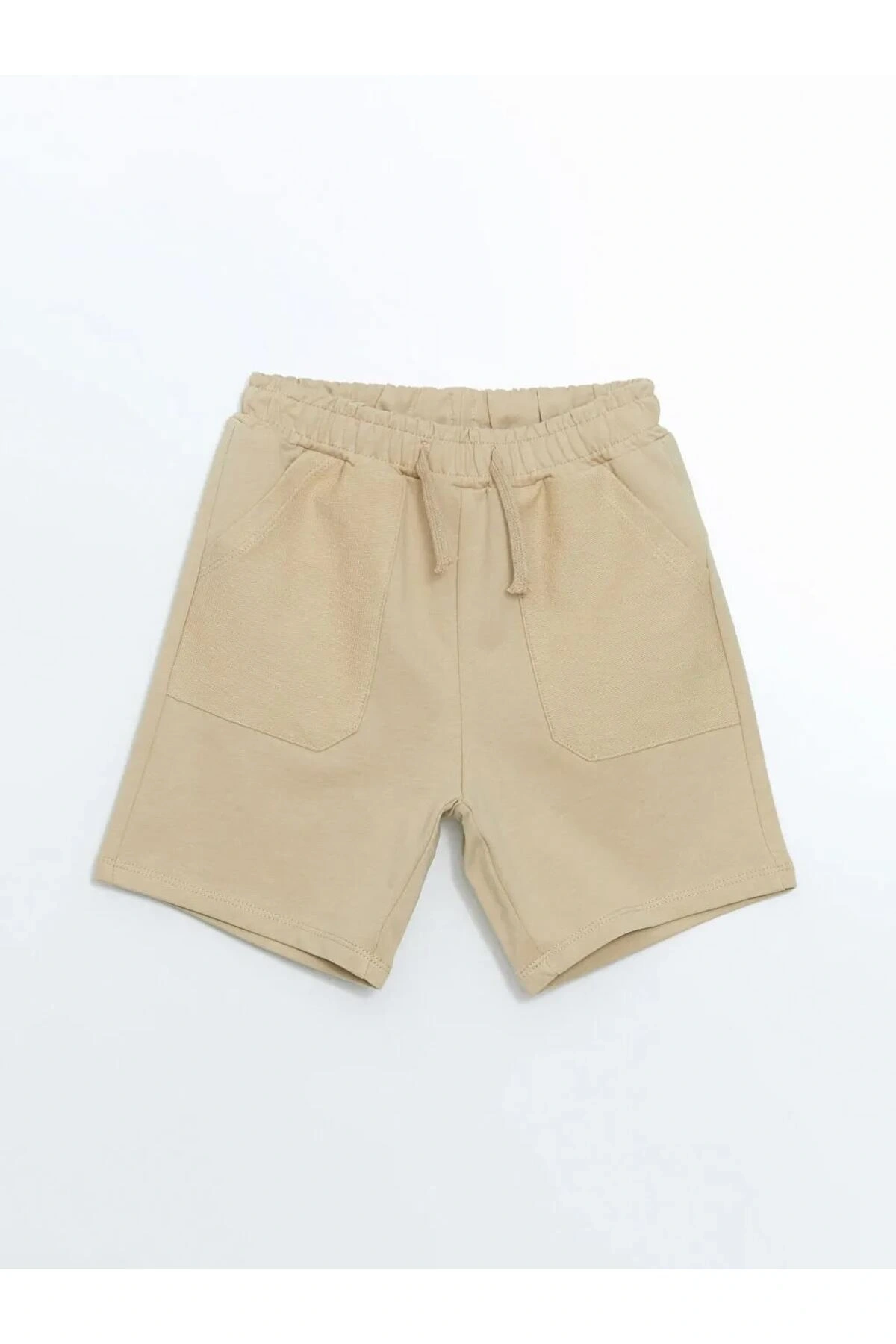 LCW Kids Bej Basic Beli Lastikli Pamuklu Erkek Çocuk Şort