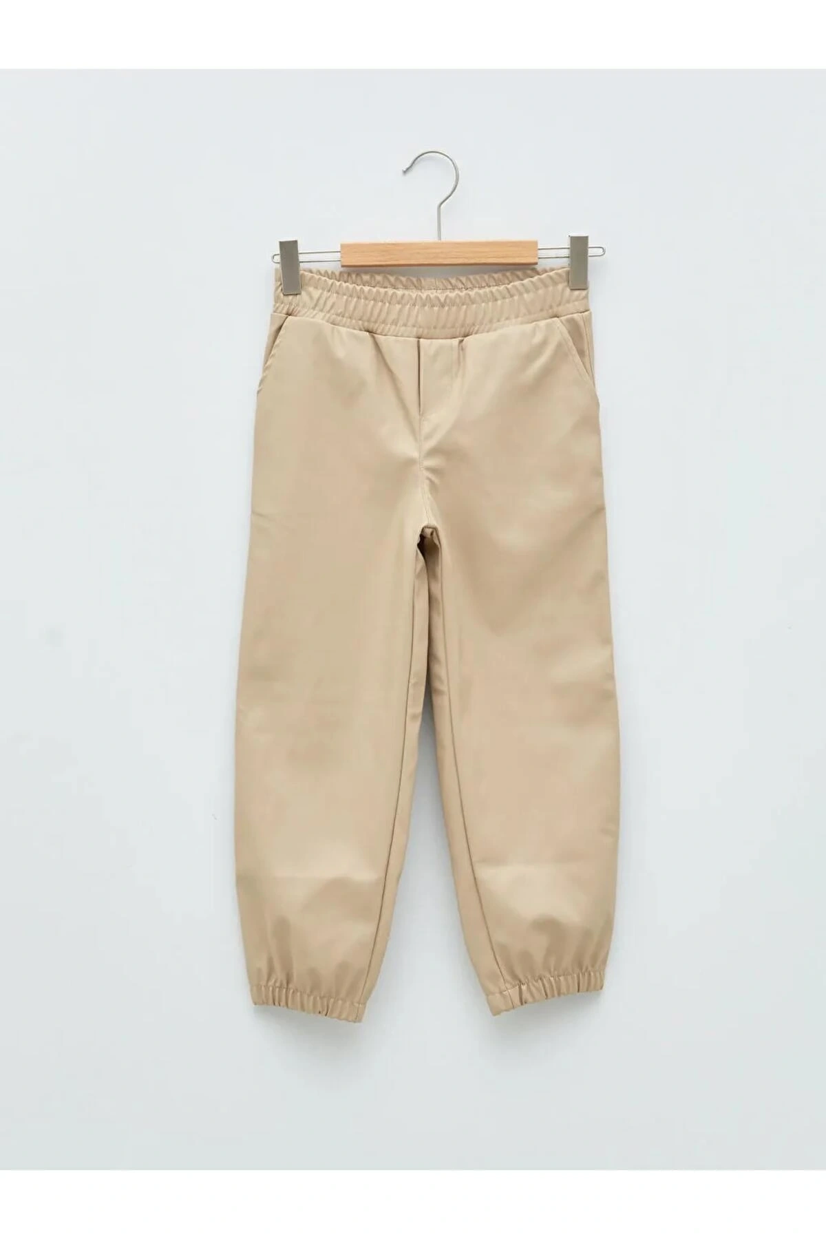 LCW Kids Bej Beli Lastikli Basic Kız Çocuk Jogger Pantolon