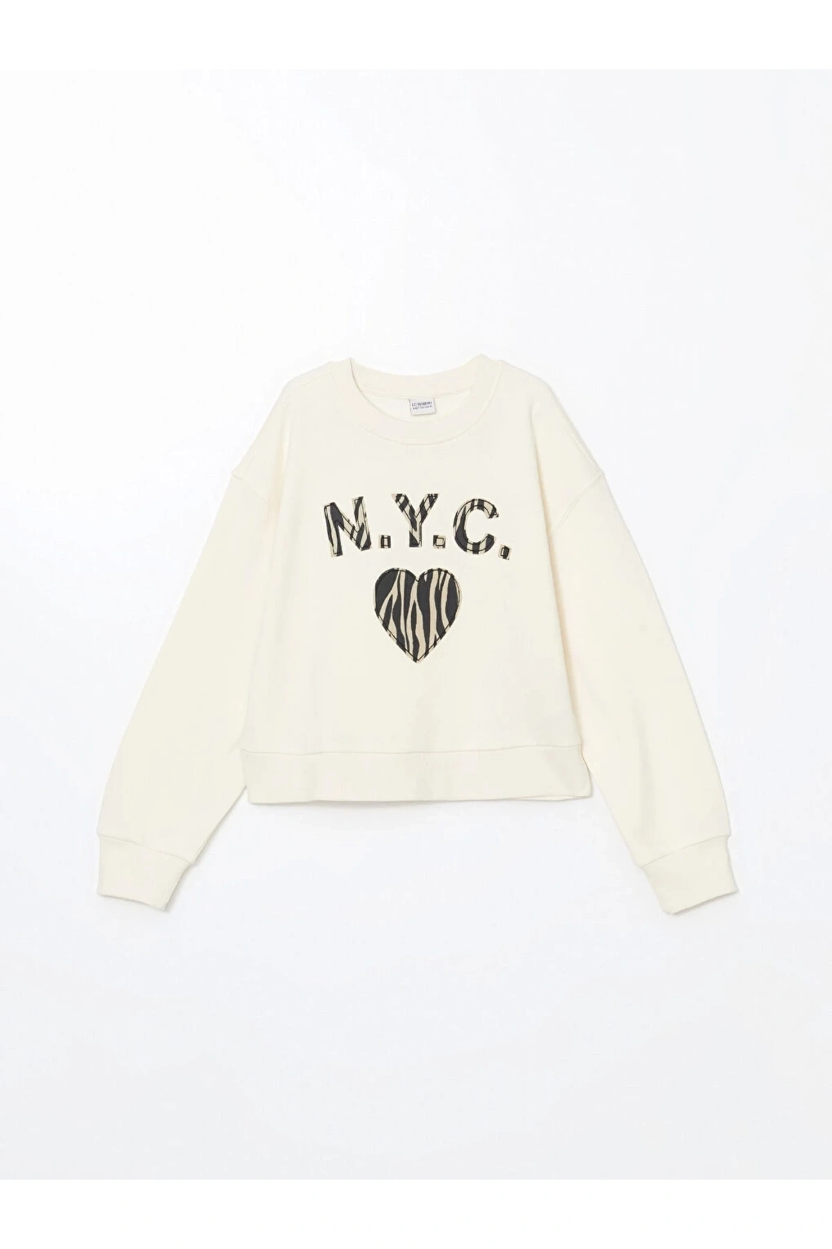 Lcw Kids Bej Bisiklet Yaka Kız Çocuk Kalın Crop Sweatshirt