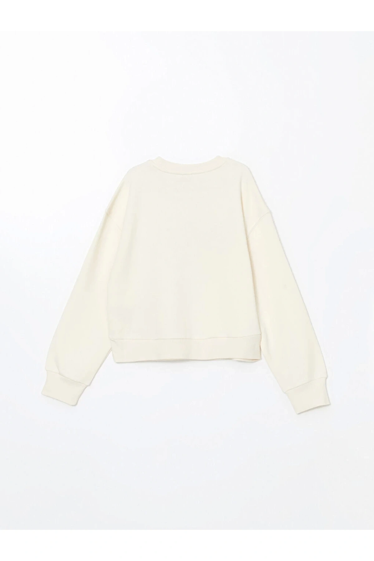 Lcw Kids Bej Bisiklet Yaka Kız Çocuk Kalın Crop Sweatshirt