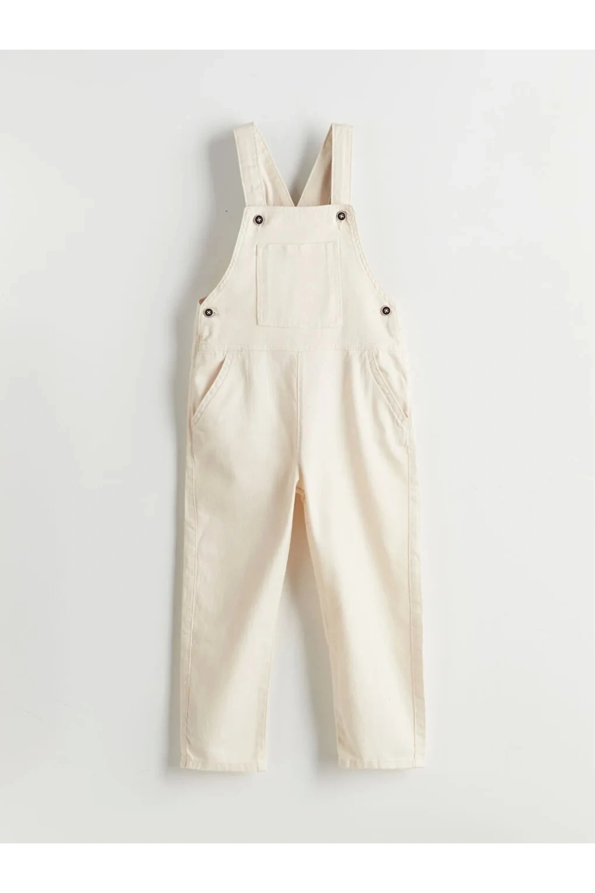 LCW Kids Bej Kare Yaka Gabardin Erkek Çocuk Salopet