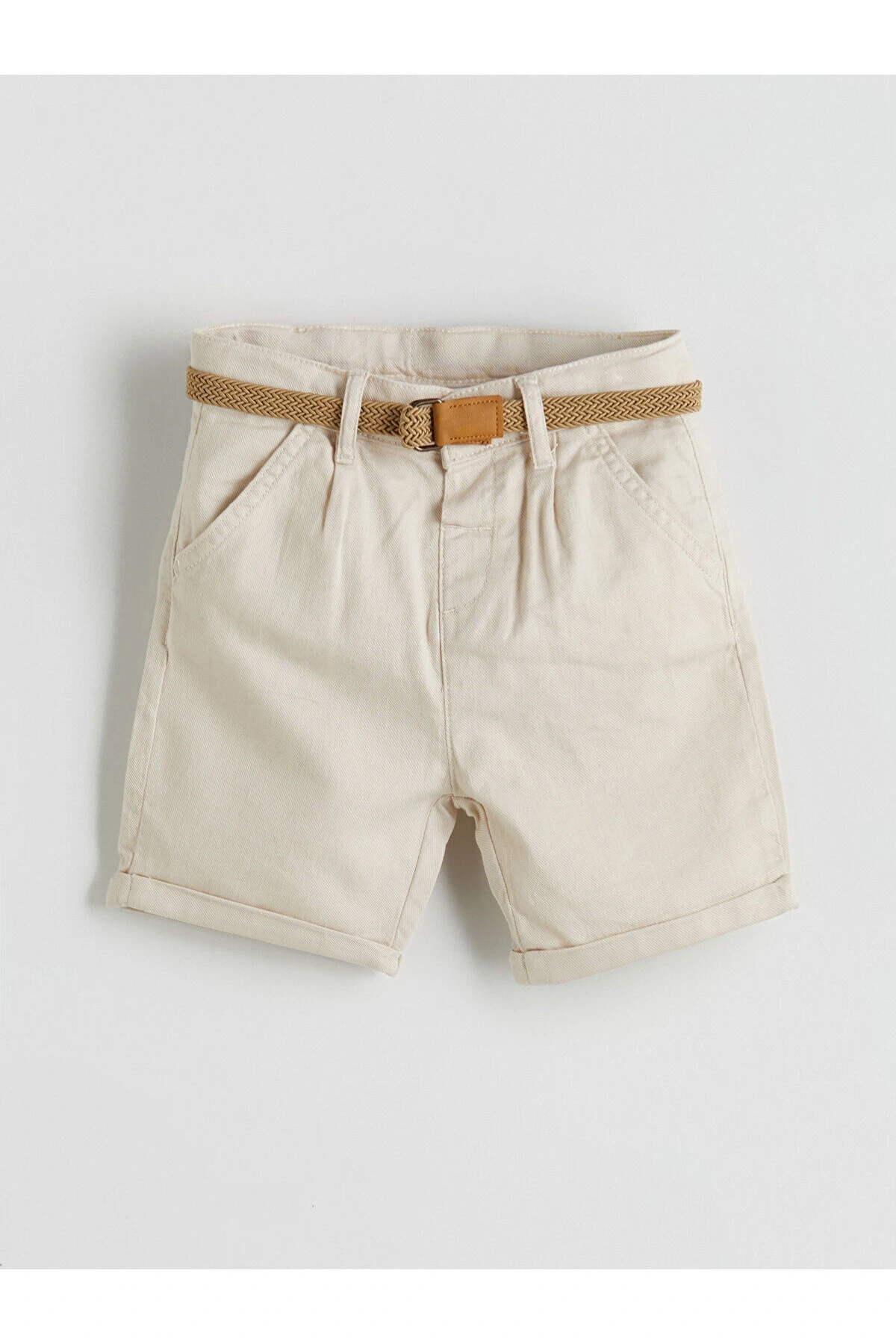 LCW Kids Bej Kemerli Basic Cepli Erkek Çocuk Şort