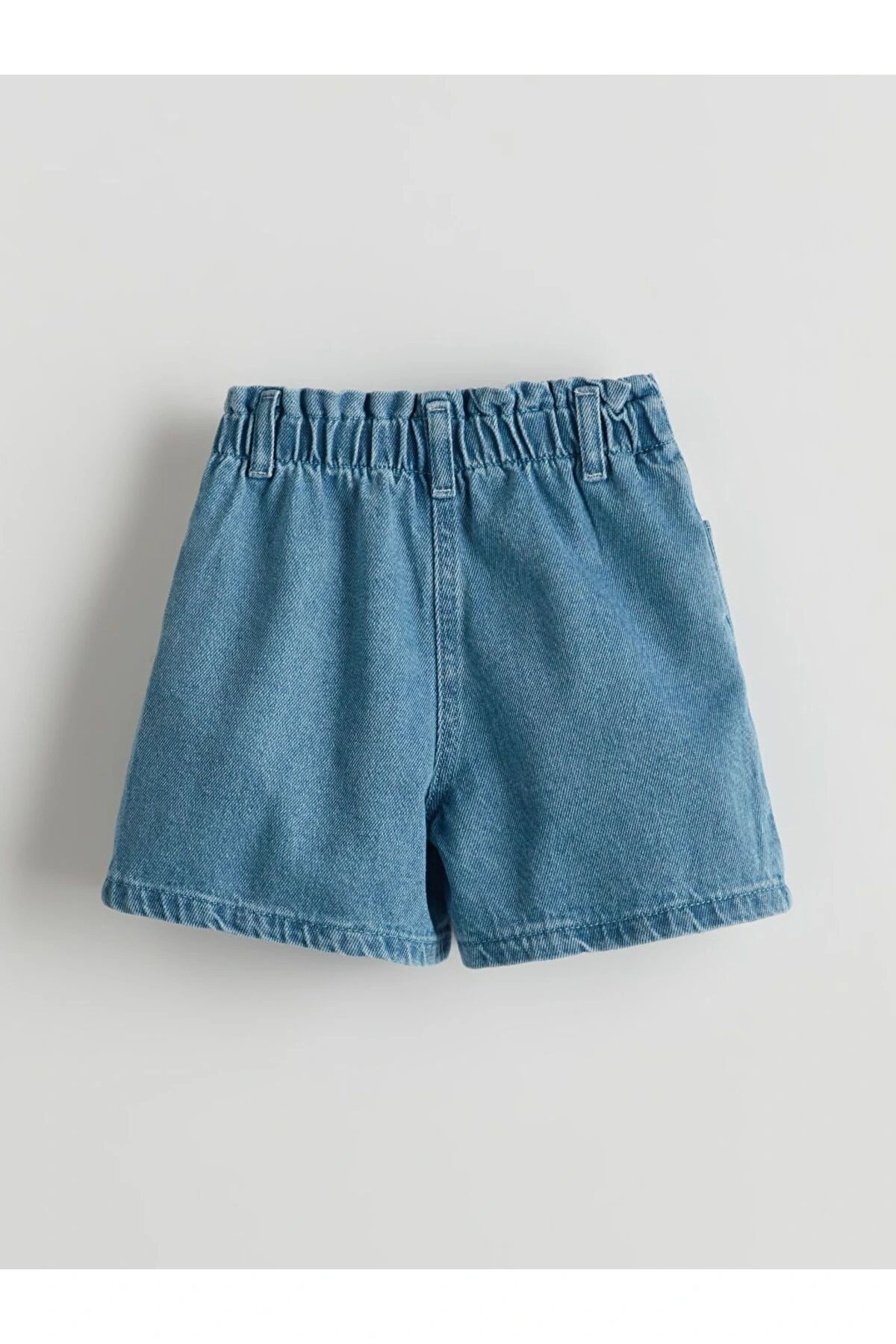 LCW Kids Beli Lastikli Baskılı Kız Çocuk Jean Şort